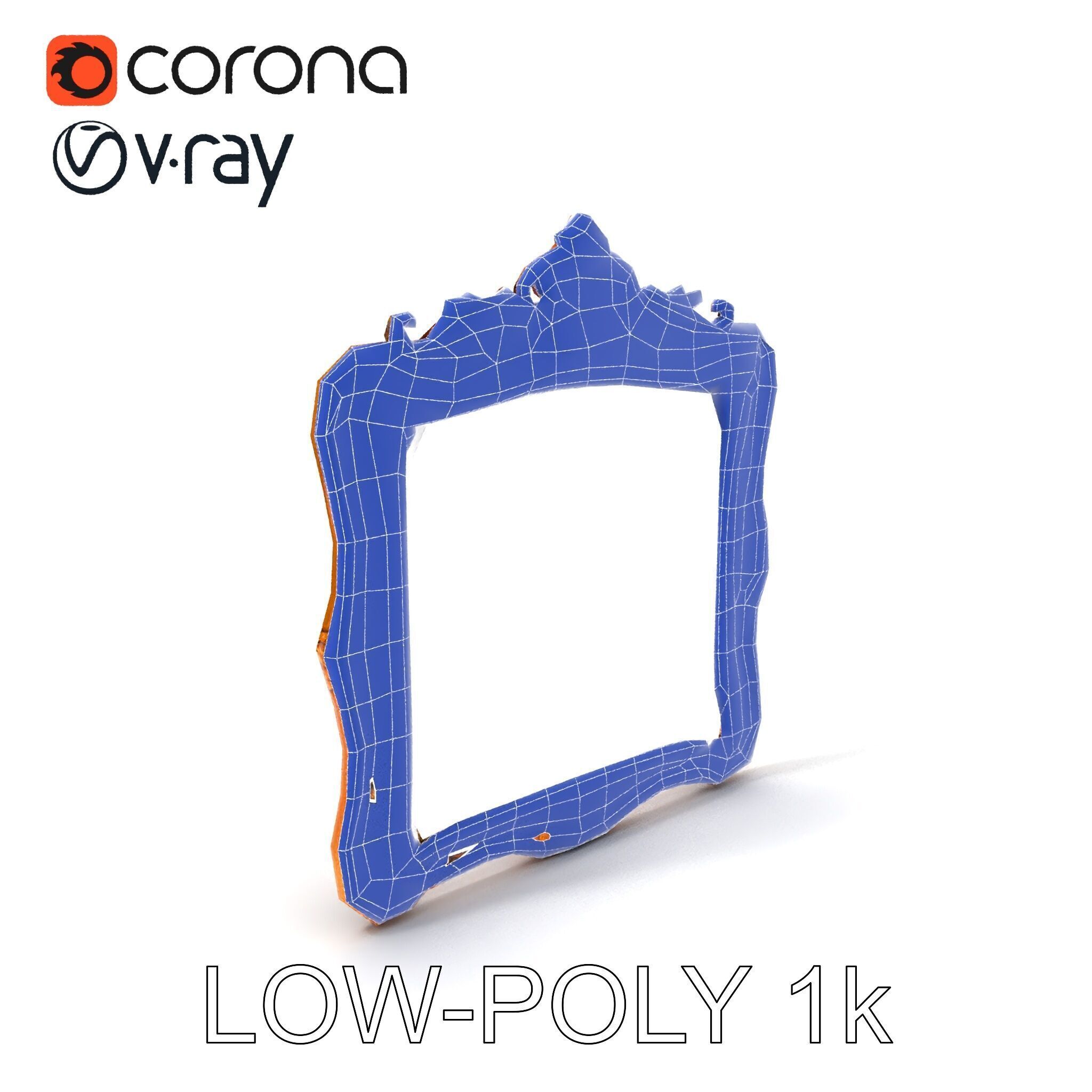 Baroque Ornate Mirror Frame Model Pack Low-poly 3D model_30
