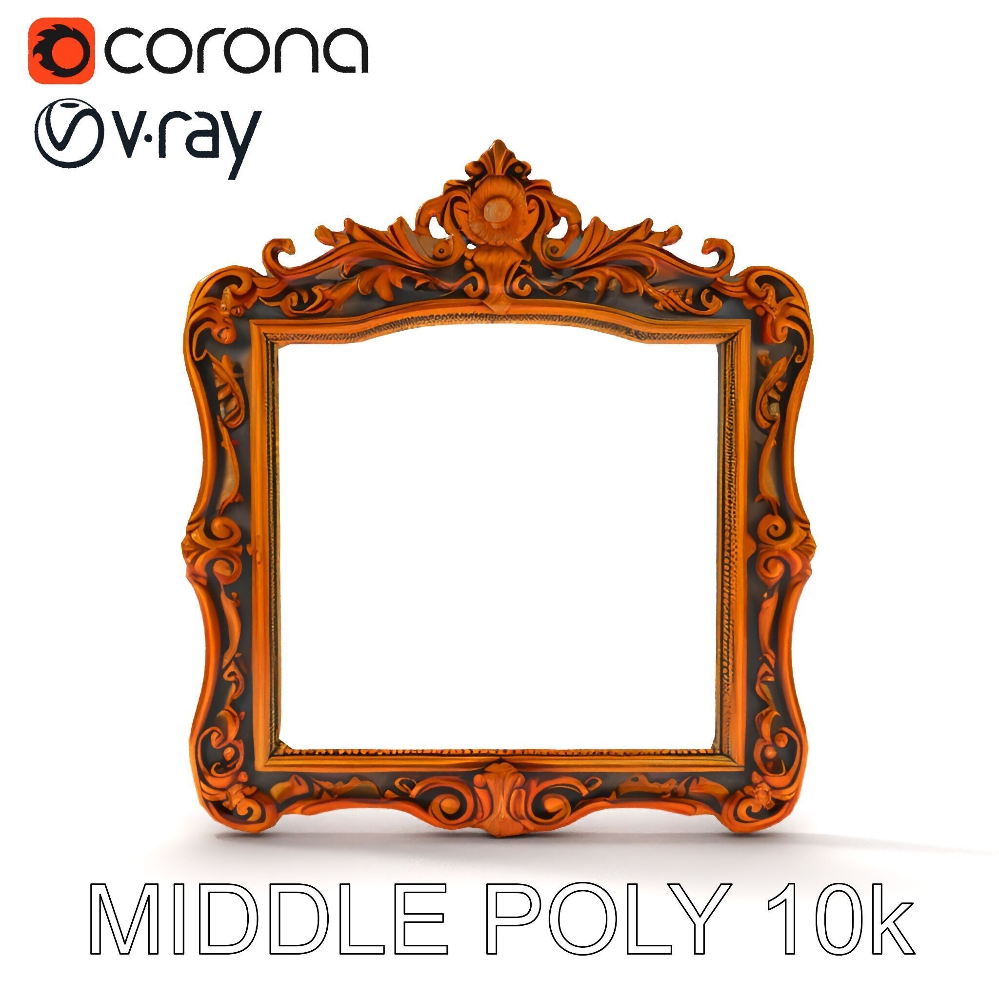Baroque Ornate Mirror Frame Model Pack Low-poly 3D model_9