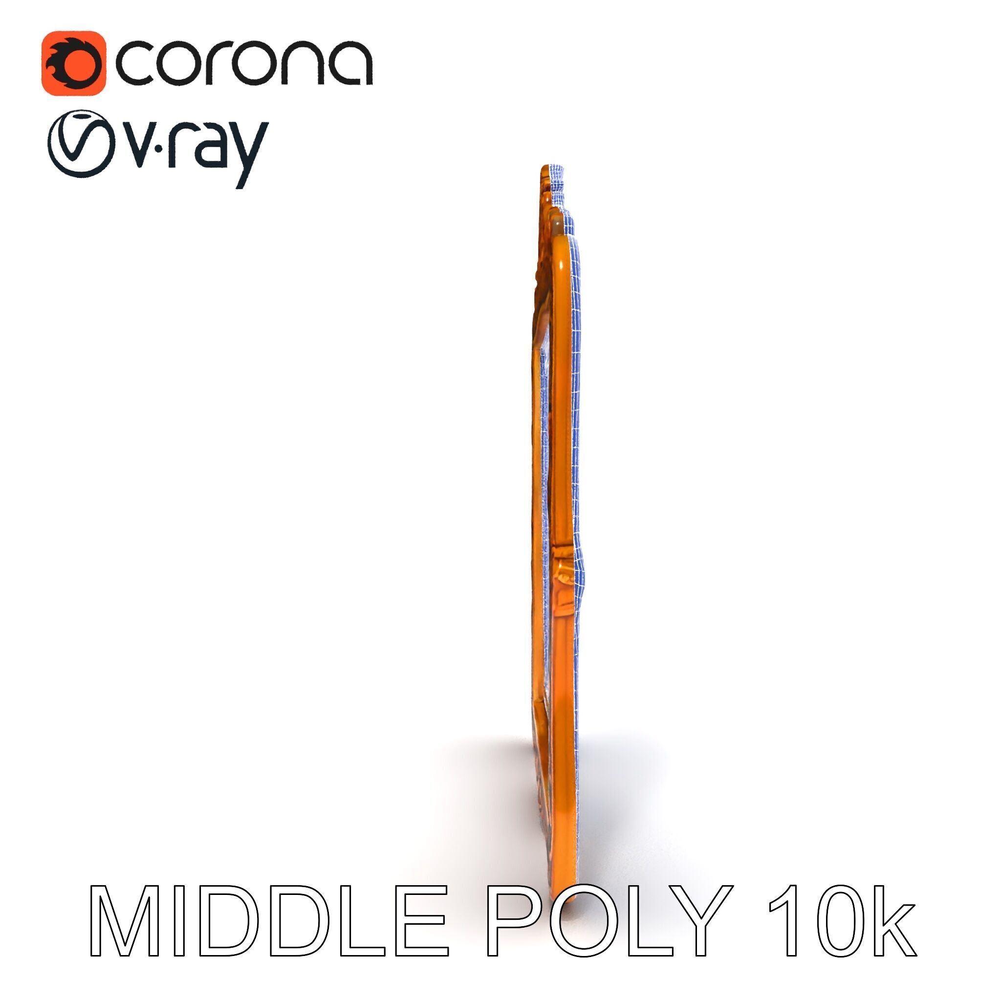 Baroque Ornate Mirror Frame Model Pack Low-poly 3D model_12