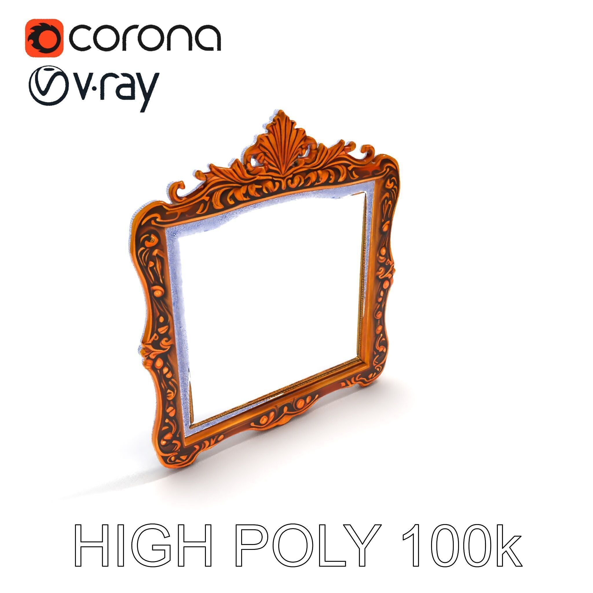 Baroque Ornate Mirror Frame Model Pack Low-poly 3D model_33