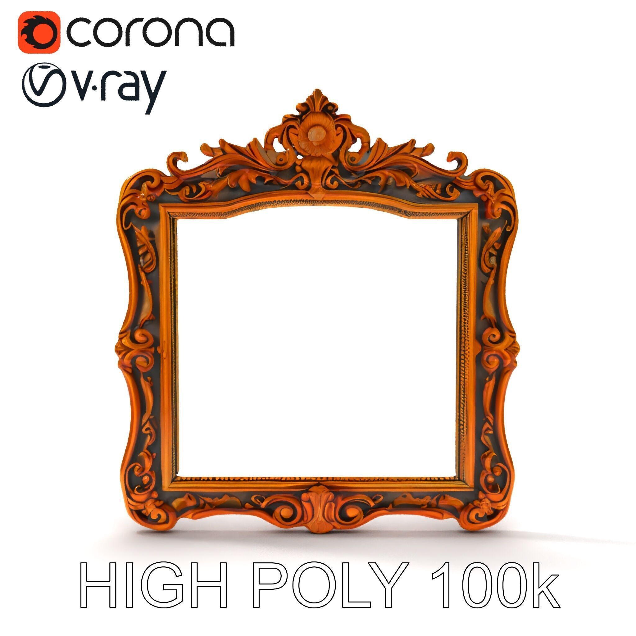 Baroque Ornate Mirror Frame Model Pack Low-poly 3D model_20