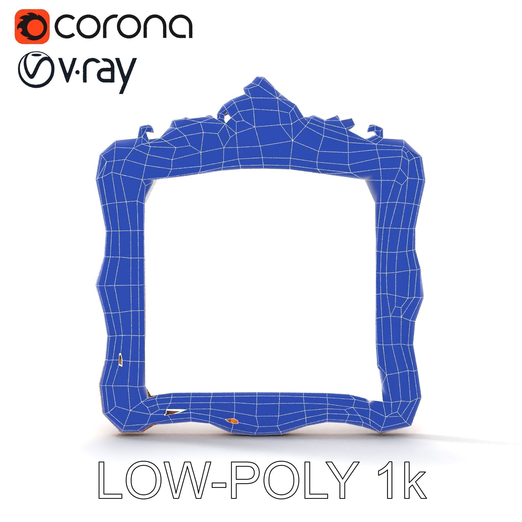 Baroque Ornate Mirror Frame Model Pack Low-poly 3D model_35