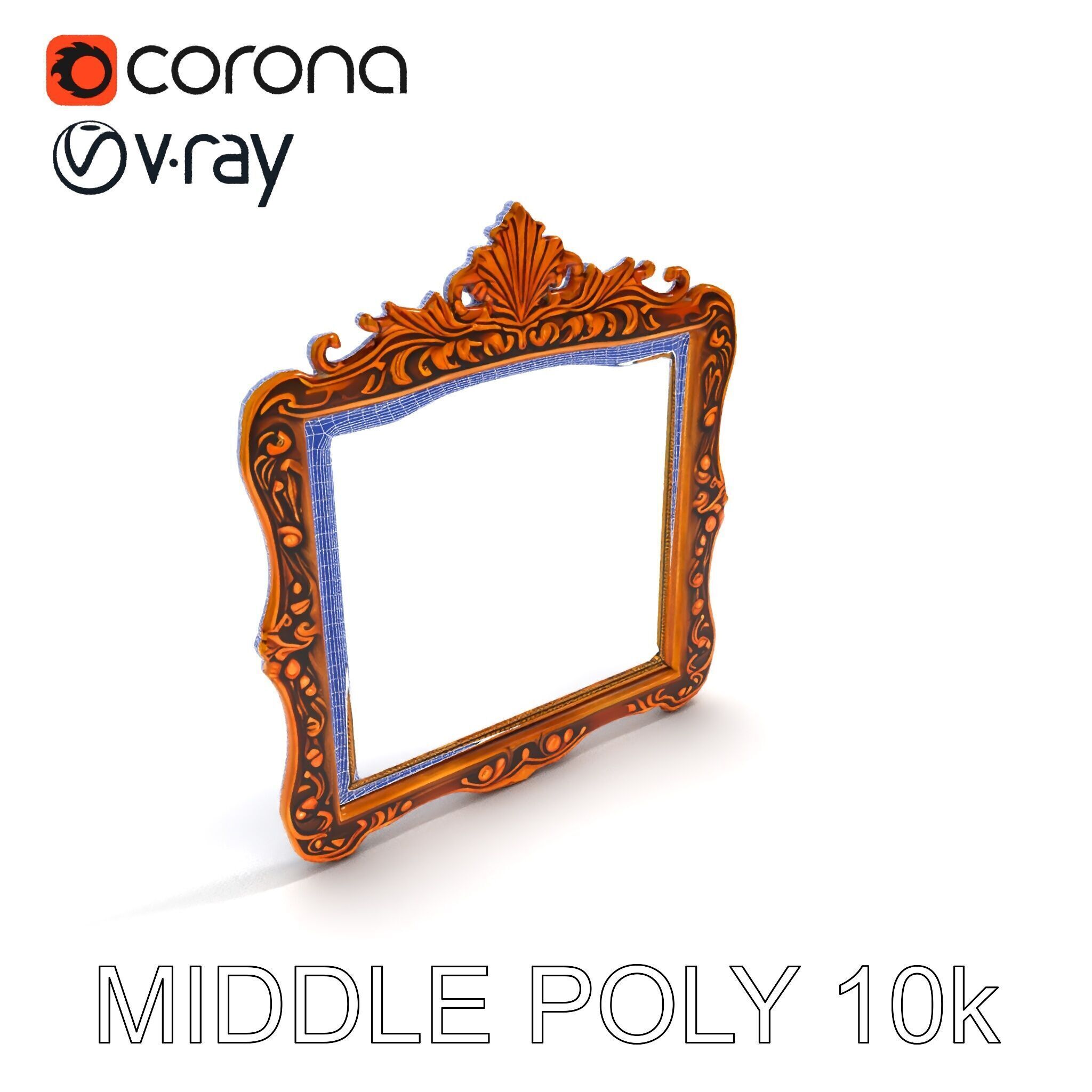 Baroque Ornate Mirror Frame Model Pack Low-poly 3D model_15