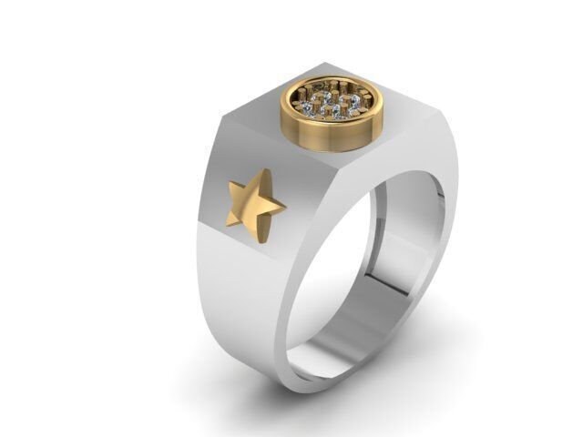 Men Diamond Ring  3D print model_6