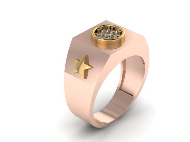 Men Diamond Ring  3D print model_8