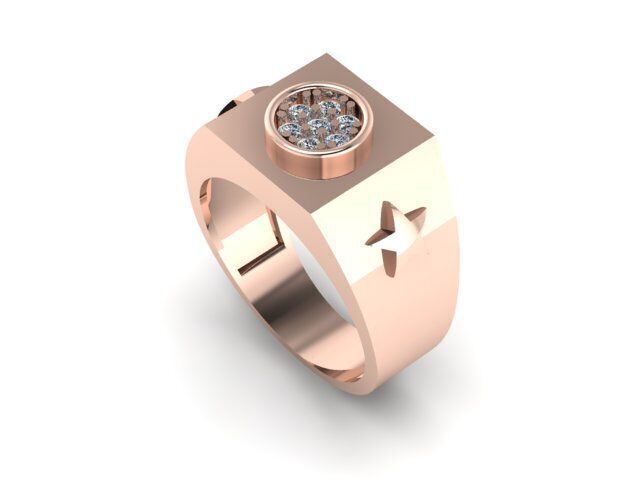 Men Diamond Ring  3D print model_2