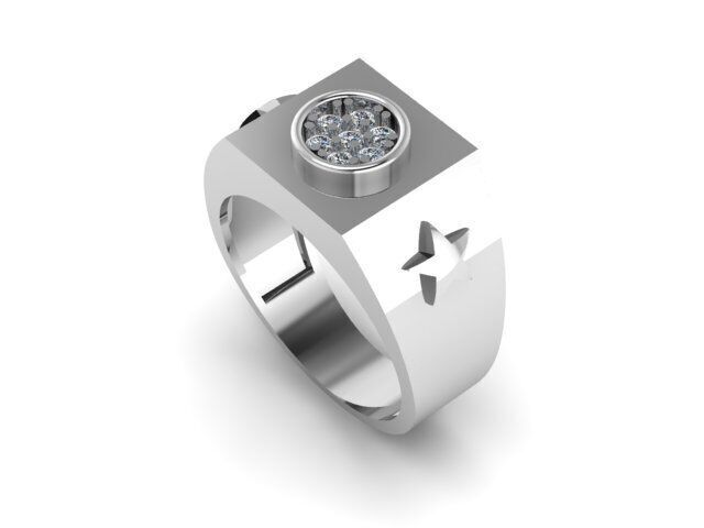 Men Diamond Ring  3D print model_1