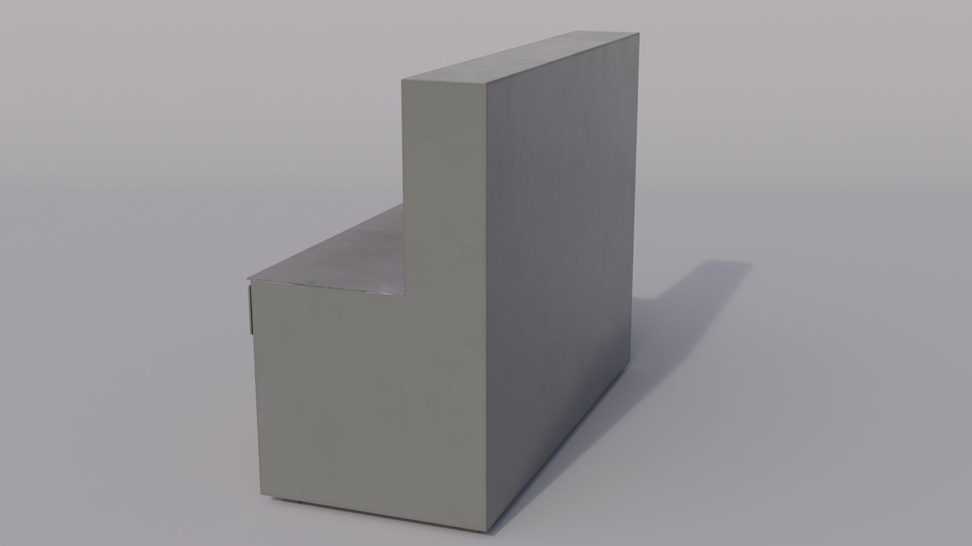 Massive metal workbench painted gray with scratches and defects Low-poly 3D model_3