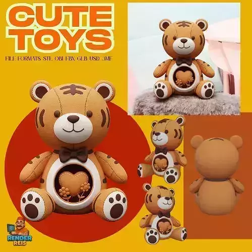 3D Printable Cute Teddy Bear Figurine