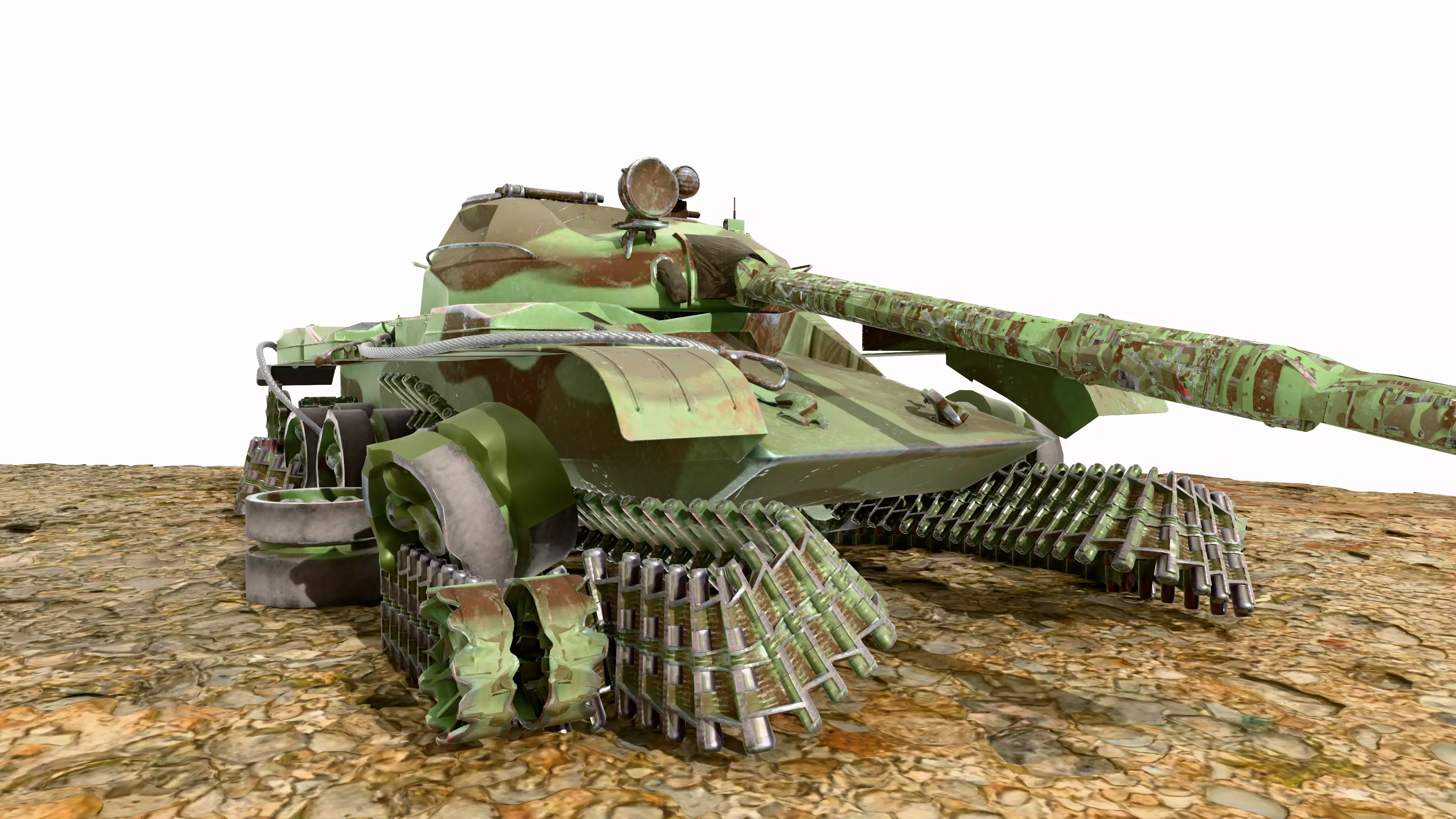 Destroyed Tank Low-poly 3D model