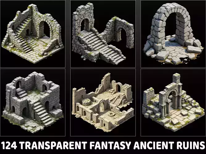 124 Transparent Fantasy Ancient Ruins Texture