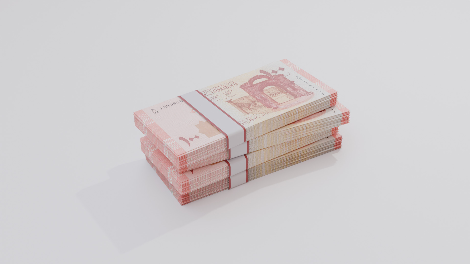 100 Syria Syrian Pound Currency Low-poly 3D model_2
