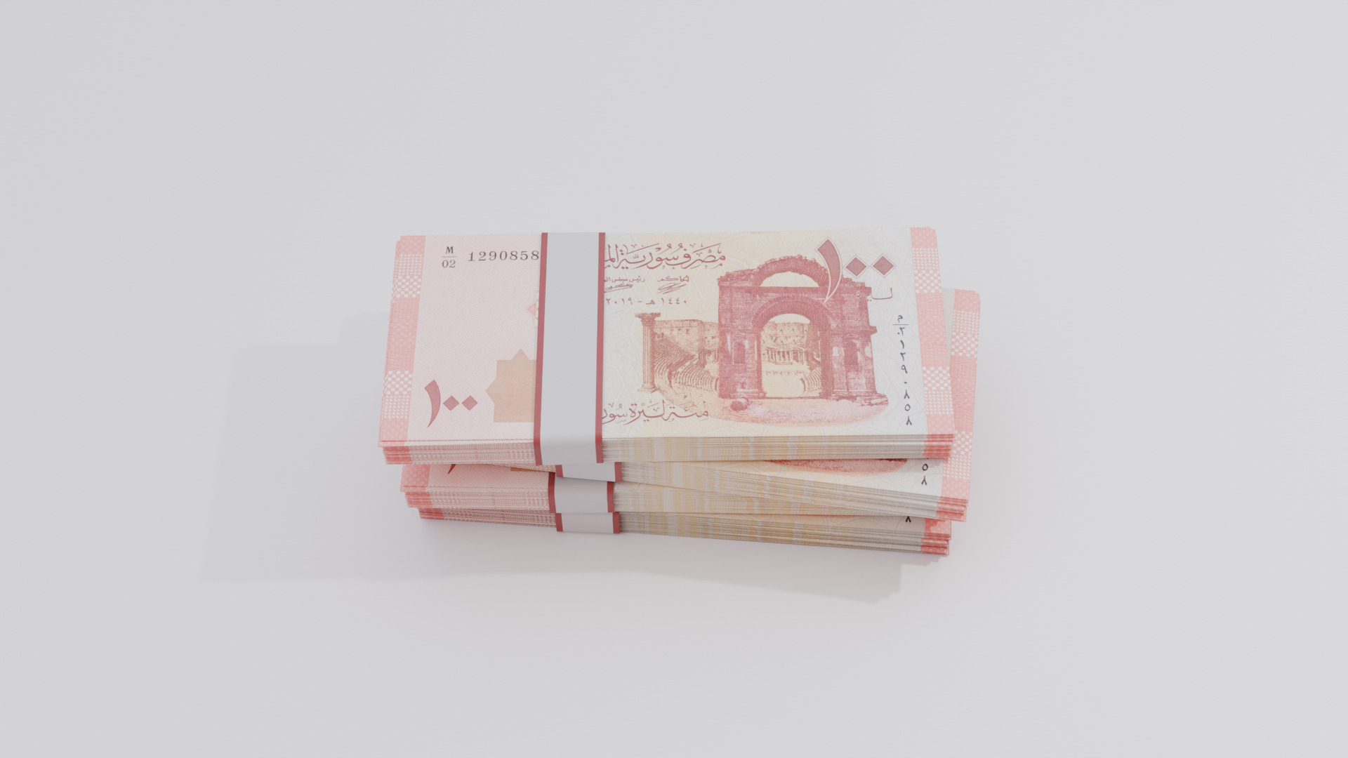 100 Syria Syrian Pound Currency Low-poly 3D model_3