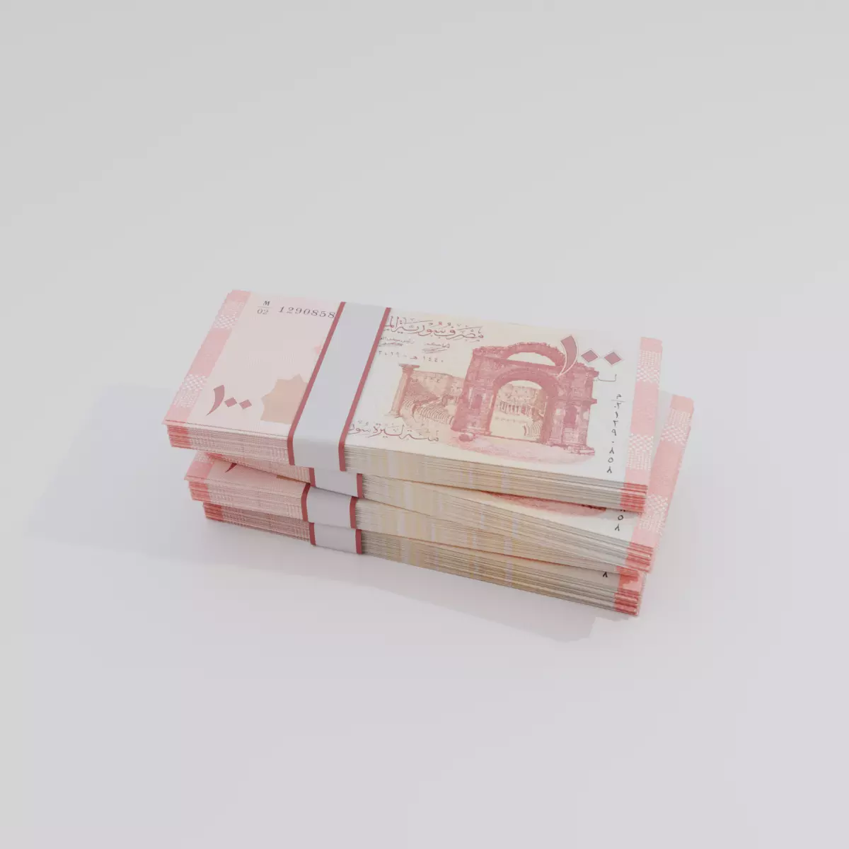 100 Syria Syrian Pound Currency Low-poly 3D model_0