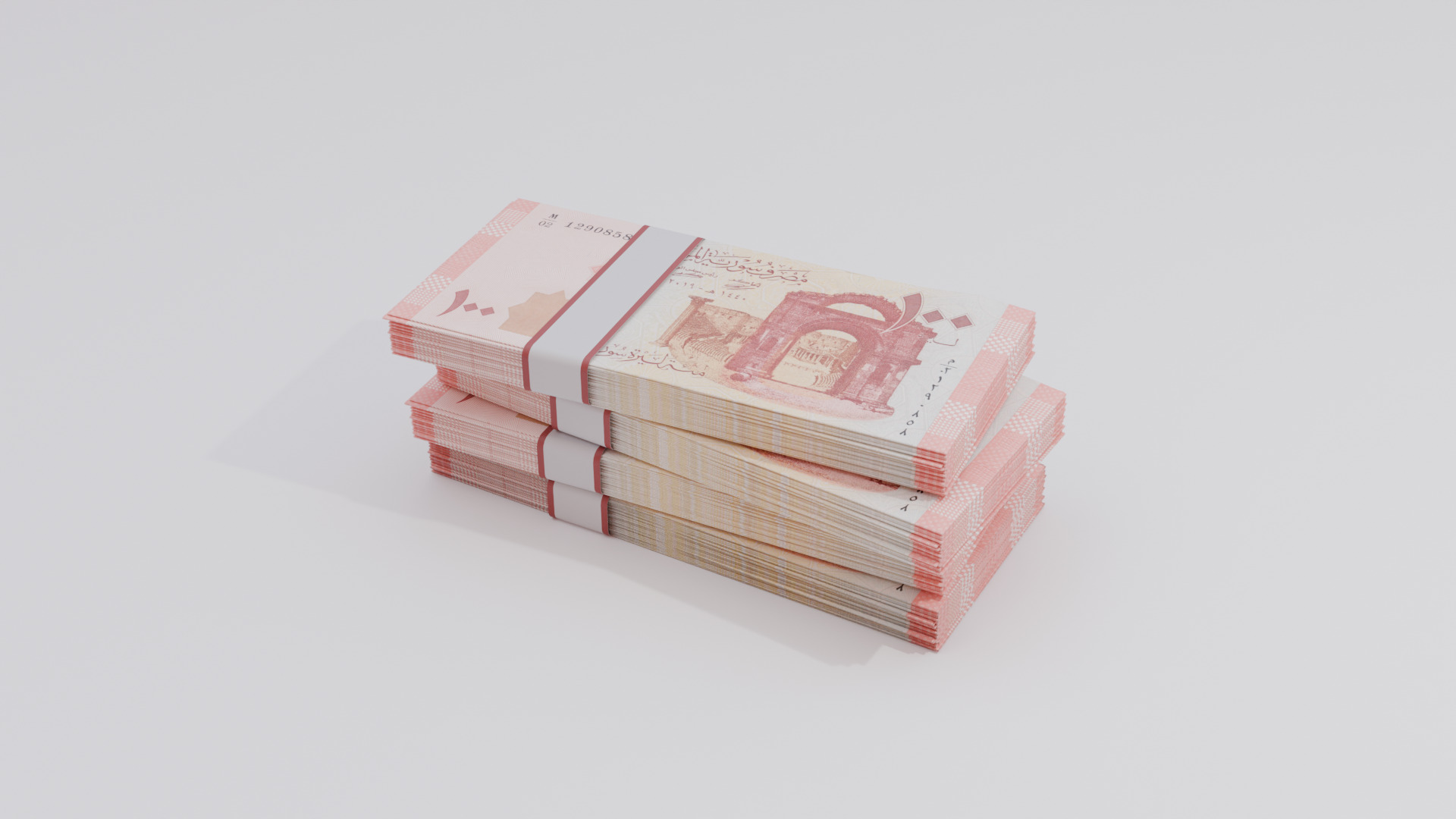 100 Syria Syrian Pound Currency Low-poly 3D model_1