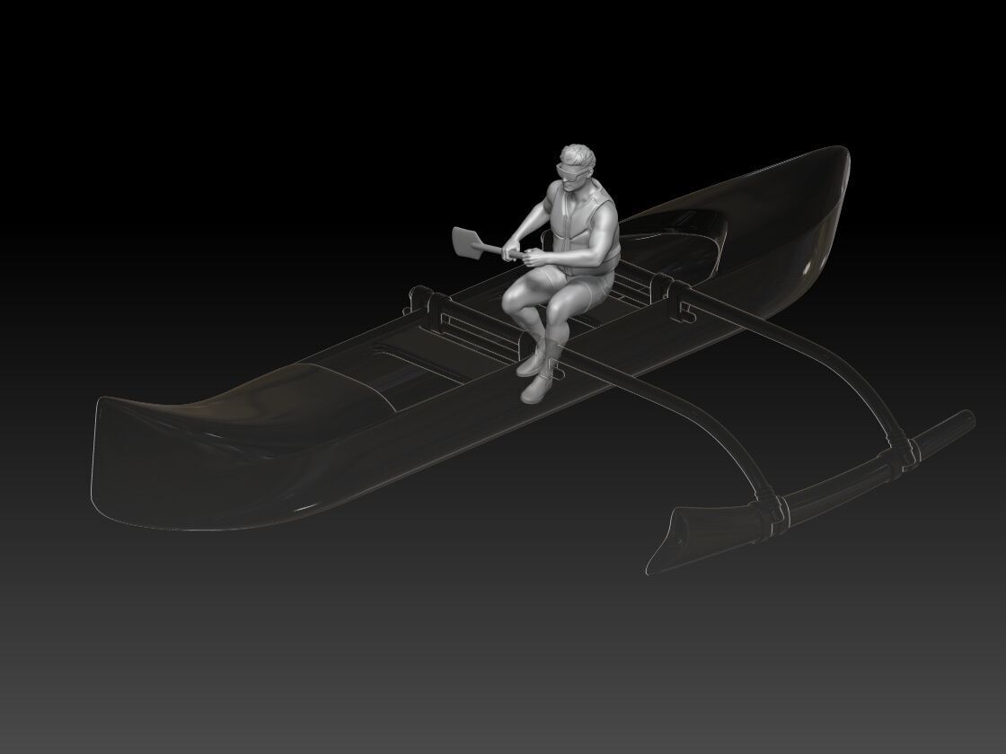 canoe boy 1 3D print model_1