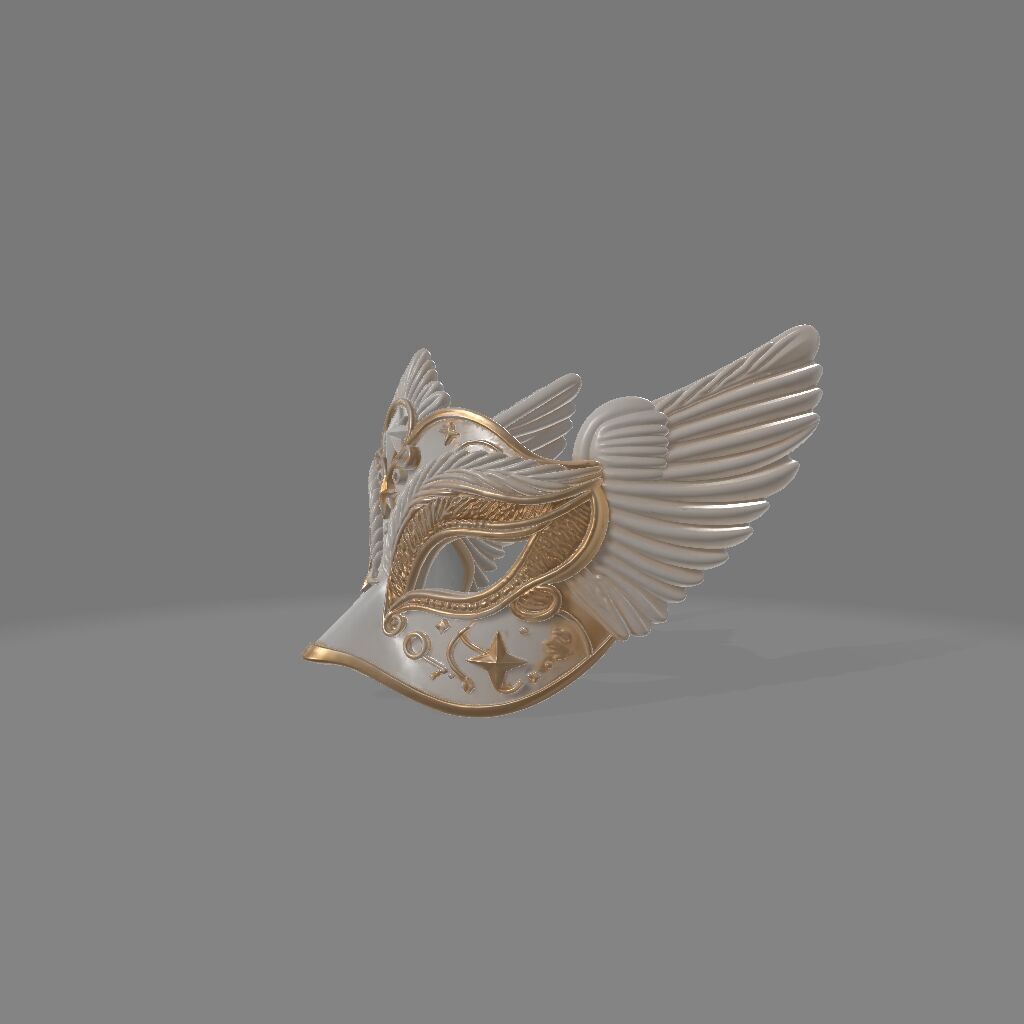 Ornamental 3D Angel Mask in Carnival Style 3D print model_3