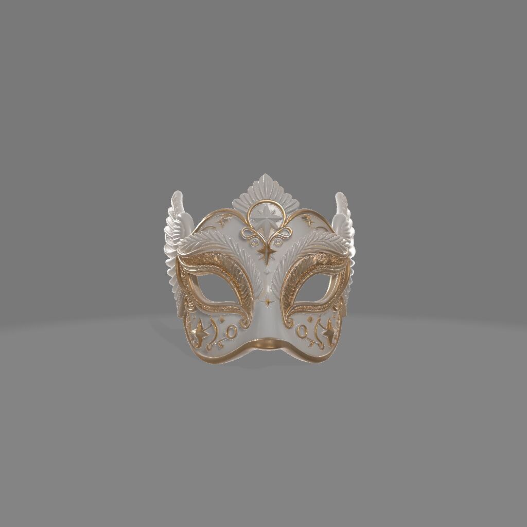 Ornamental 3D Angel Mask in Carnival Style 3D print model_2