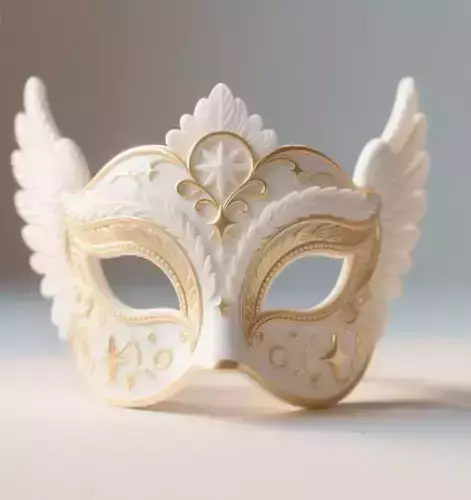 Ornamental 3D Angel Mask in Carnival Style 3D print model Ornamental 3D Angel Mask in Carnival Style 3D print model