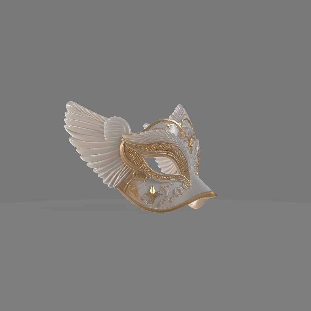 Ornamental 3D Angel Mask in Carnival Style 3D print model_1