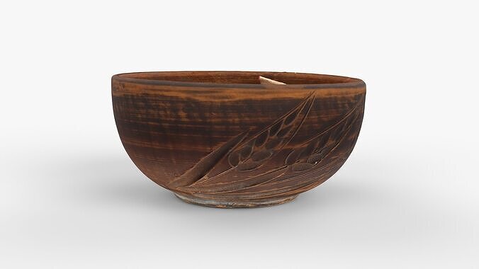 Rustic Clay Bowl with Fresh Vegetable Salad Scan Low-poly 3D model 3