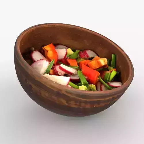 Rustic Clay Bowl with Fresh Vegetable Salad Scan