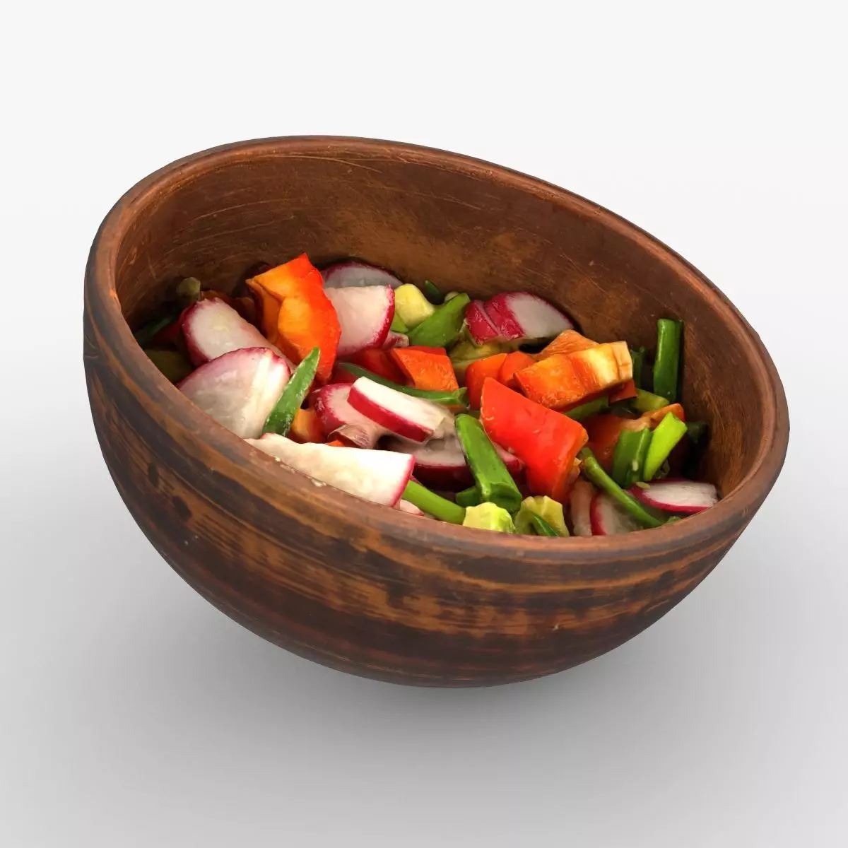 Rustic Clay Bowl with Fresh Vegetable Salad Scan Low-poly 3D model