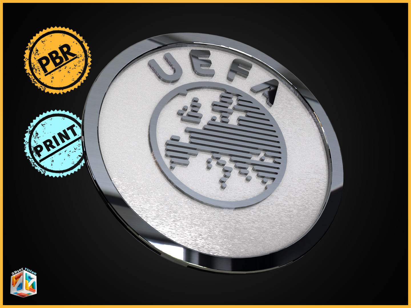 Free 3D logo UEFA newest version - Render - 3D print STL Free 3D model_12