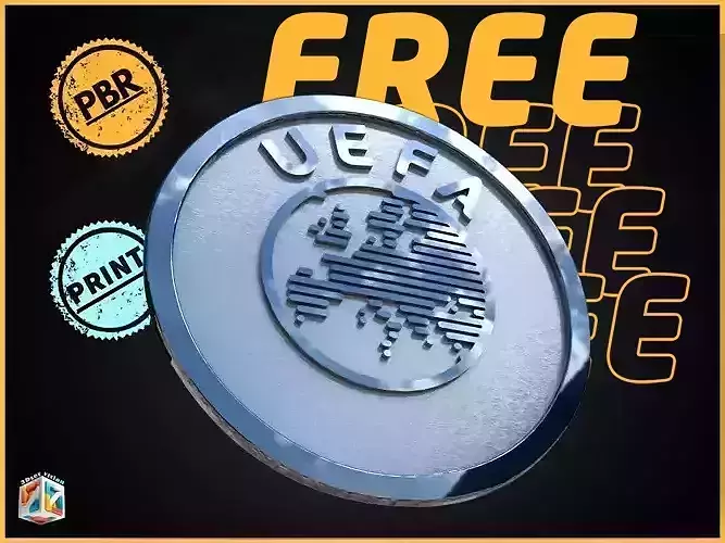 Free 3D logo UEFA newest version - Render - 3D print STL Free 3D model