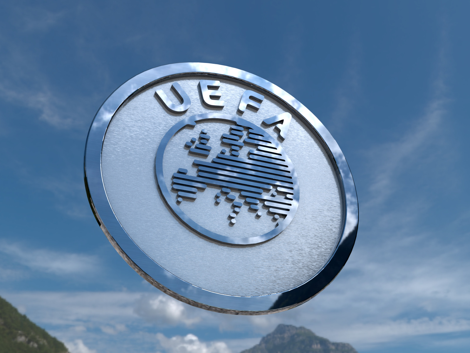 Free 3D logo UEFA newest version - Render - 3D print STL Free 3D model_3