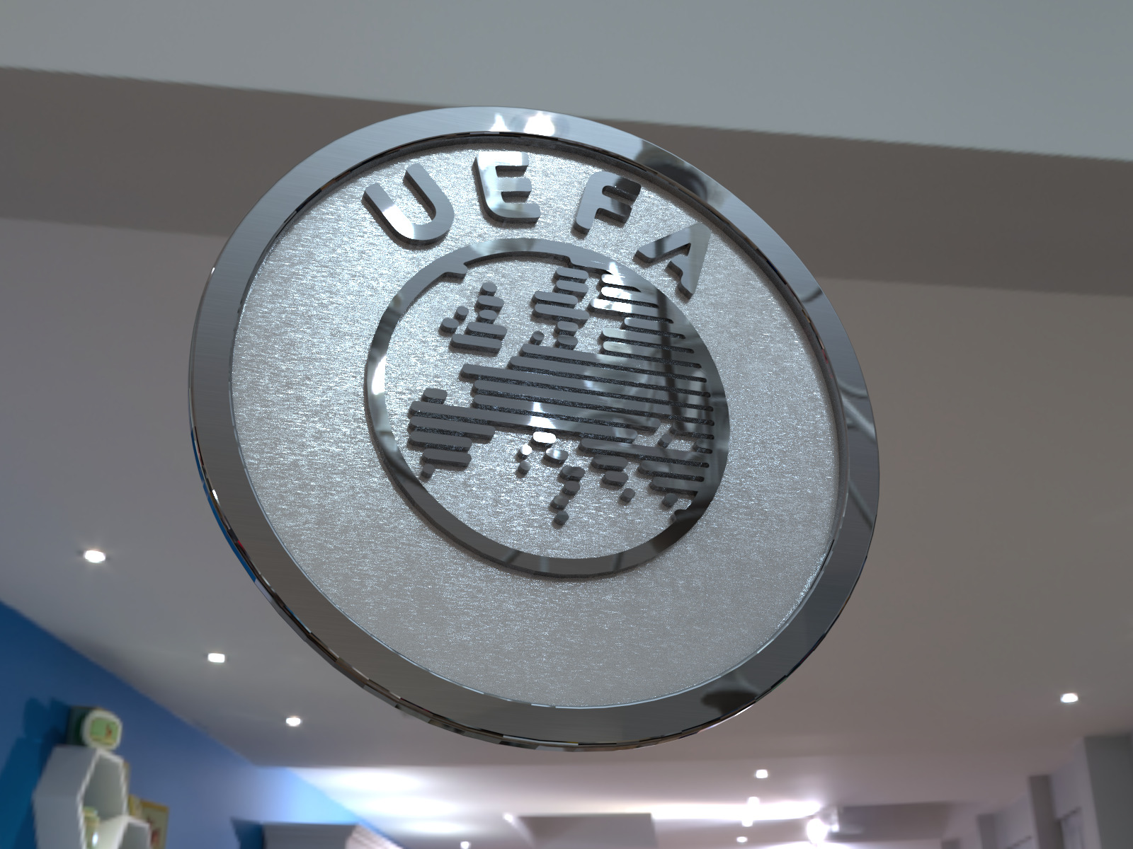 Free 3D logo UEFA newest version - Render - 3D print STL Free 3D model_8