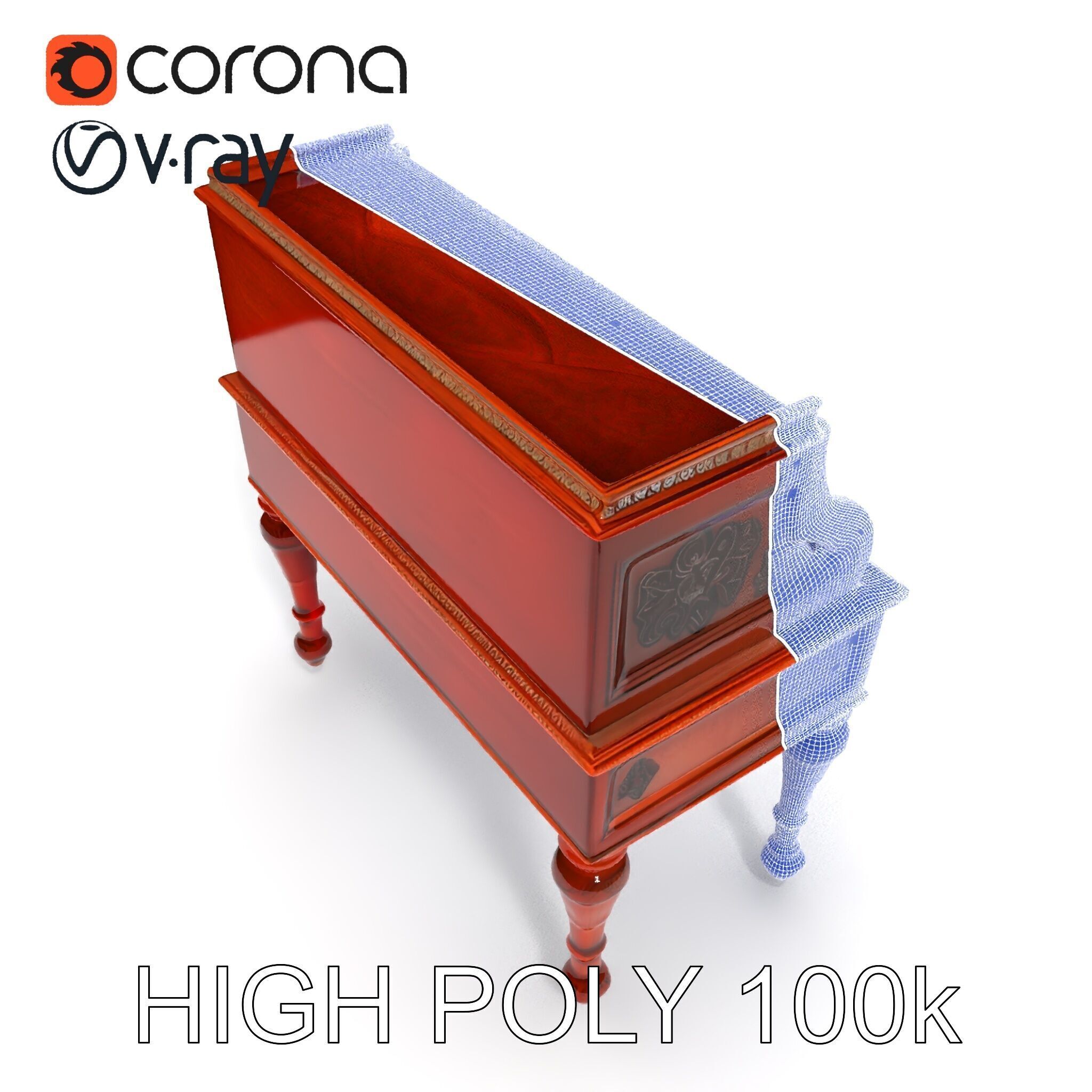 Antique RollTop Desk Model Pack Low-poly 3D model_21