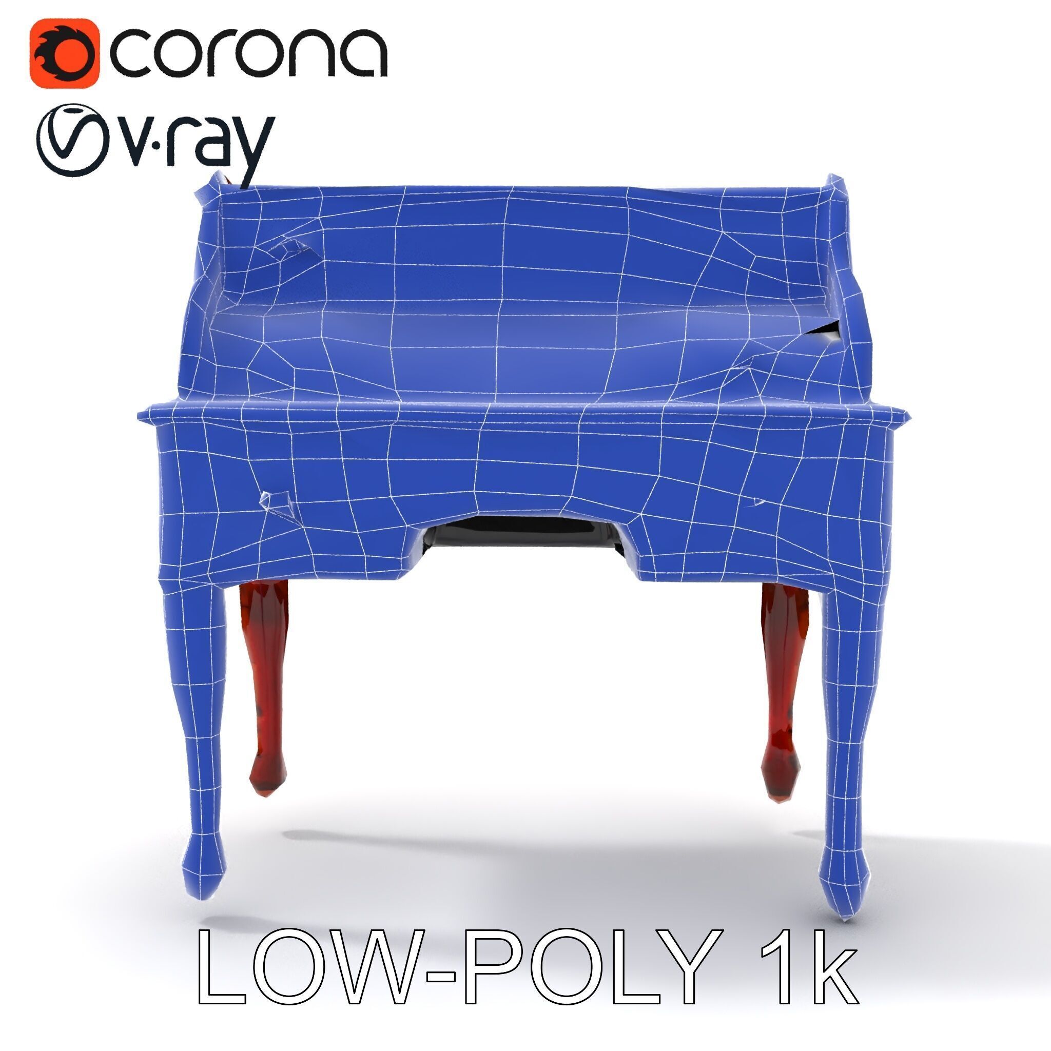 Antique RollTop Desk Model Pack Low-poly 3D model_31