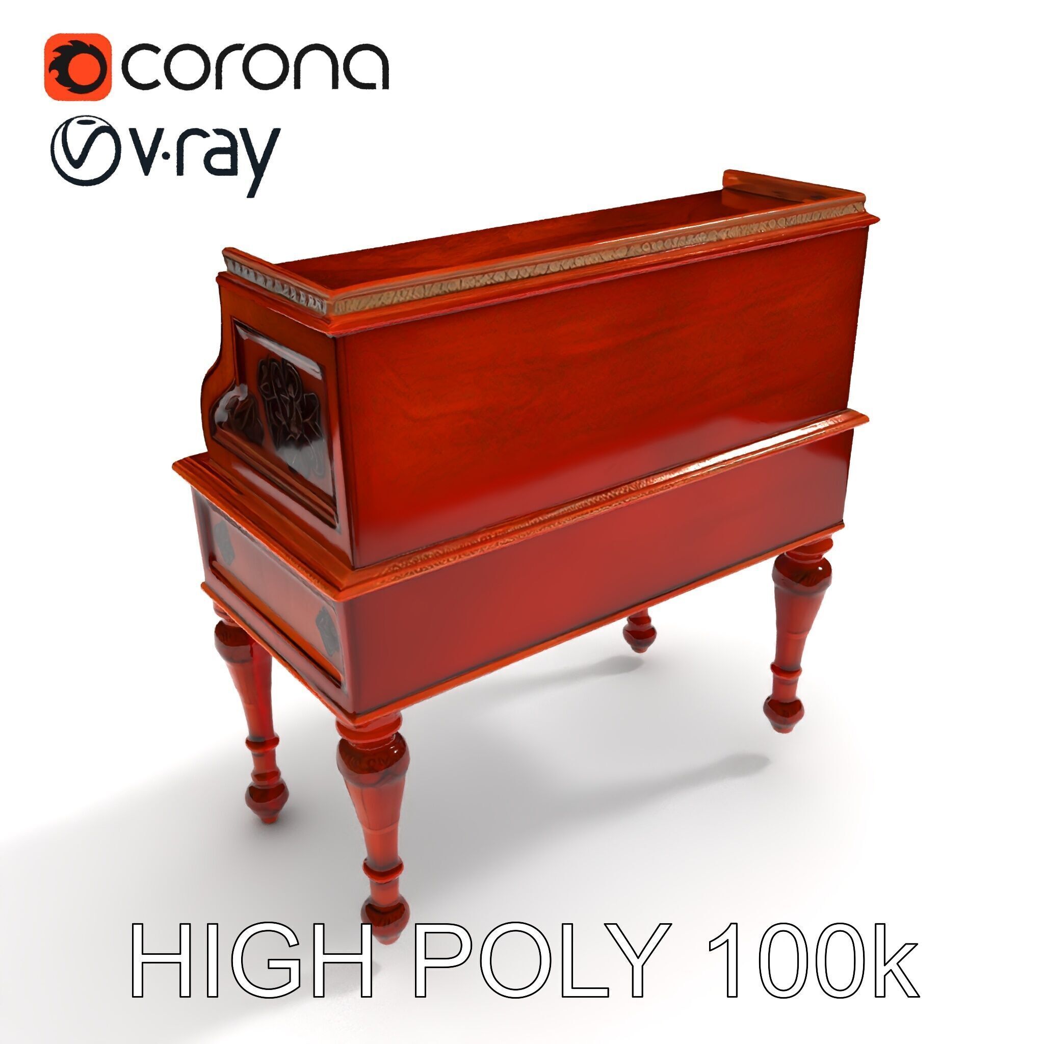 Antique RollTop Desk Model Pack Low-poly 3D model_13