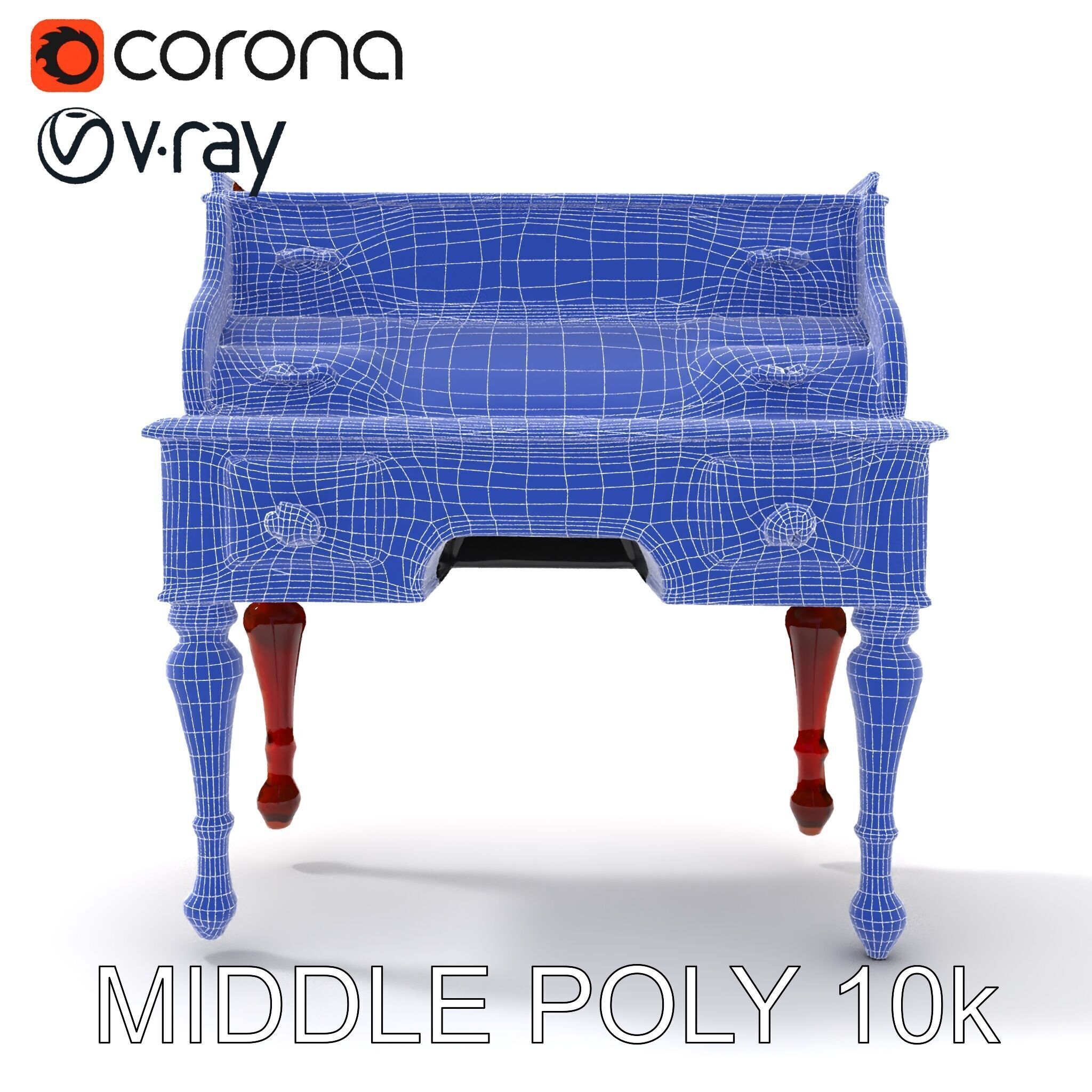 Antique RollTop Desk Model Pack Low-poly 3D model_19