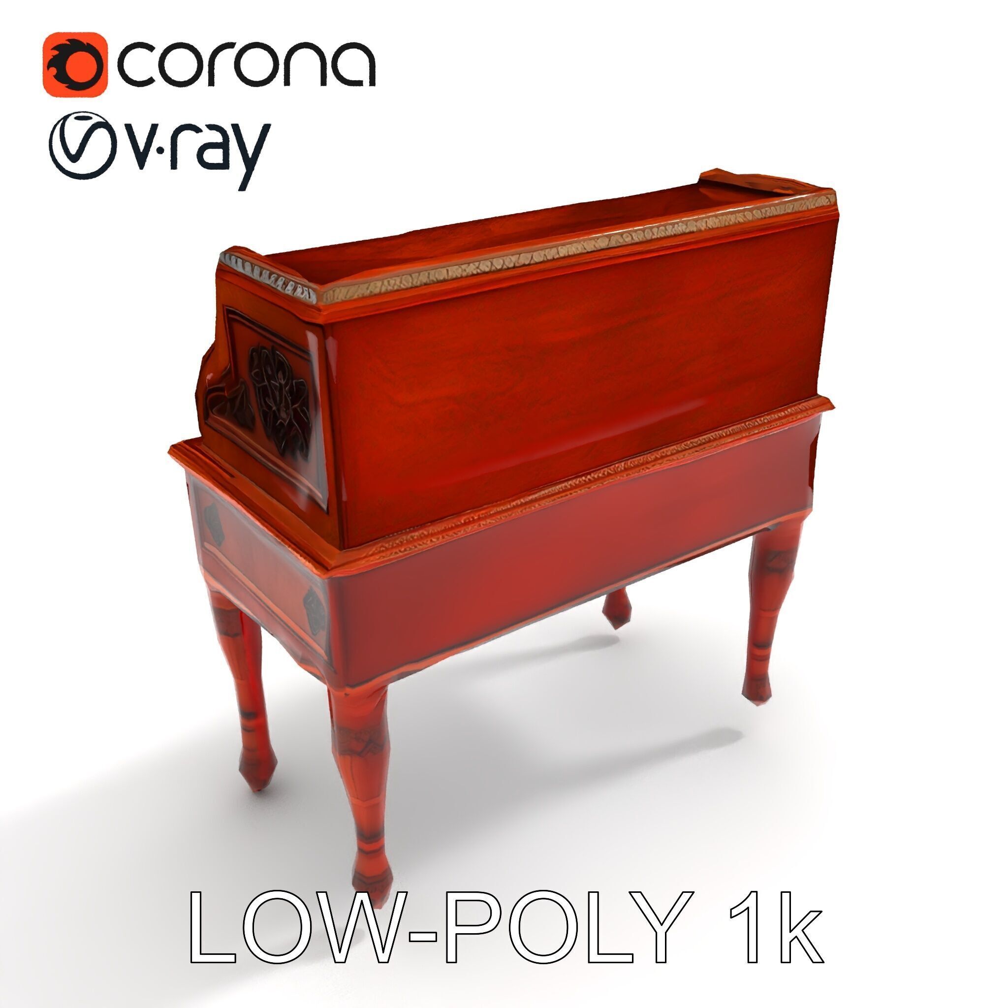 Antique RollTop Desk Model Pack Low-poly 3D model_23