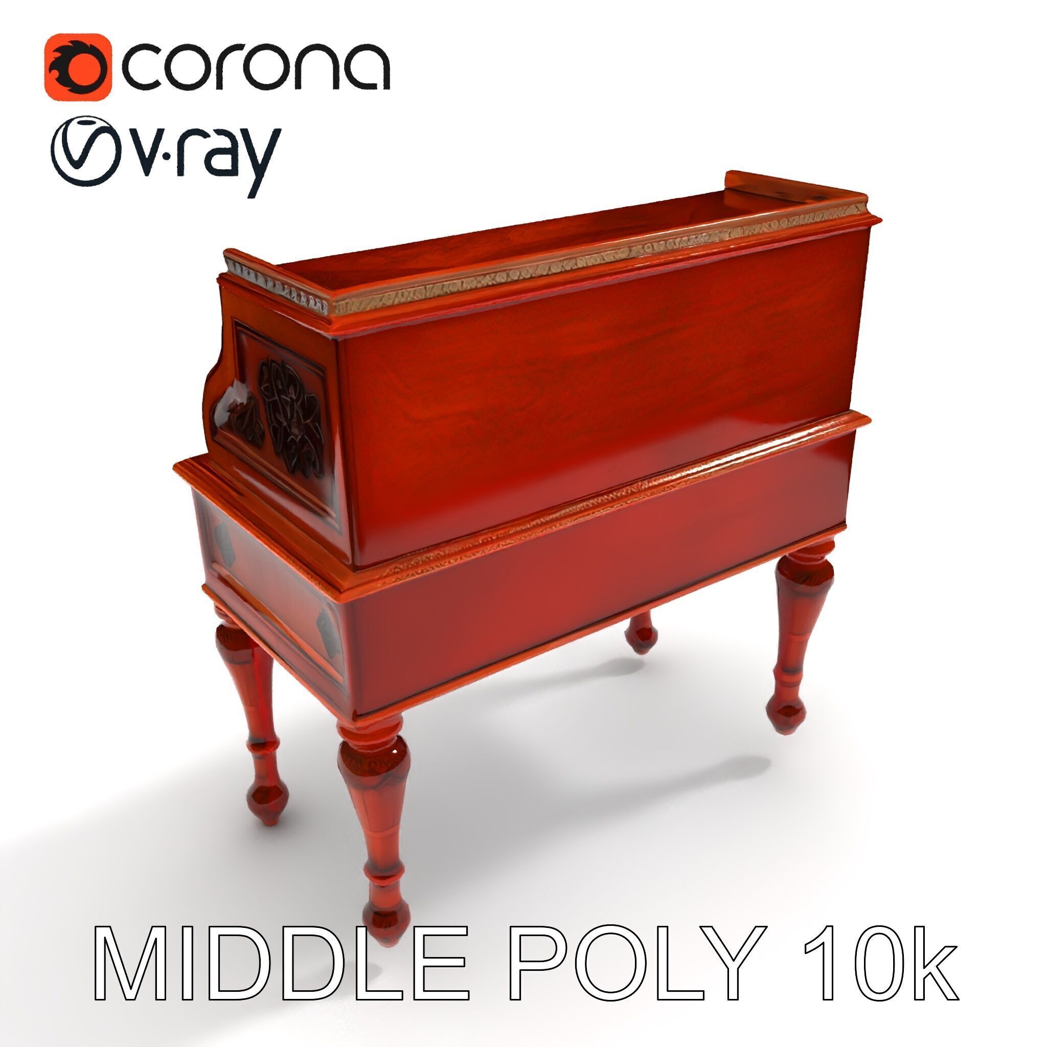Antique RollTop Desk Model Pack Low-poly 3D model_6