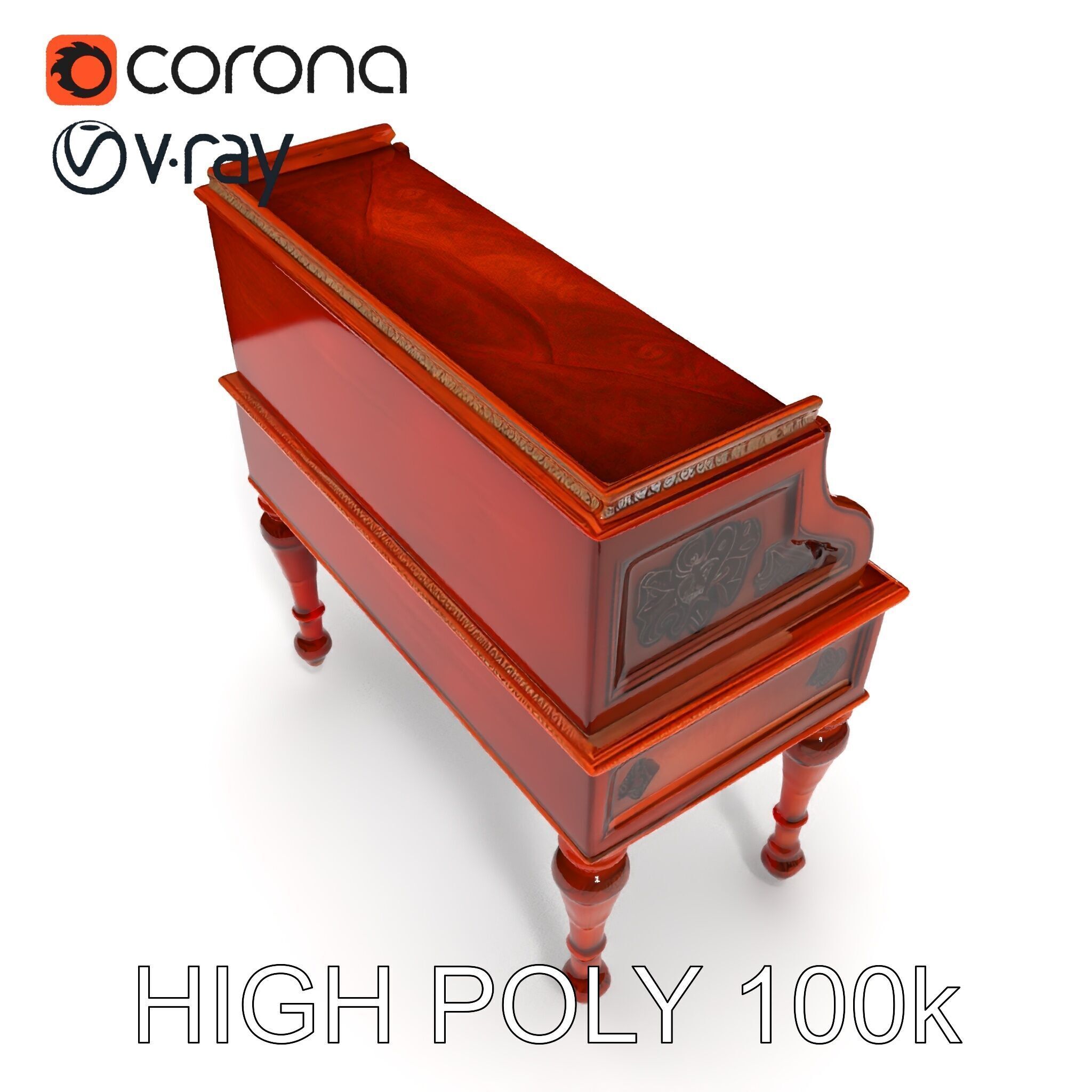 Antique RollTop Desk Model Pack Low-poly 3D model_35