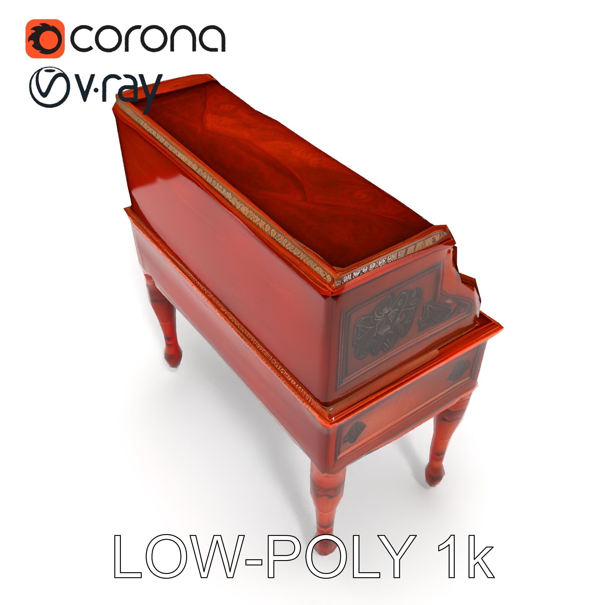Antique RollTop Desk Model Pack Low-poly 3D model_28