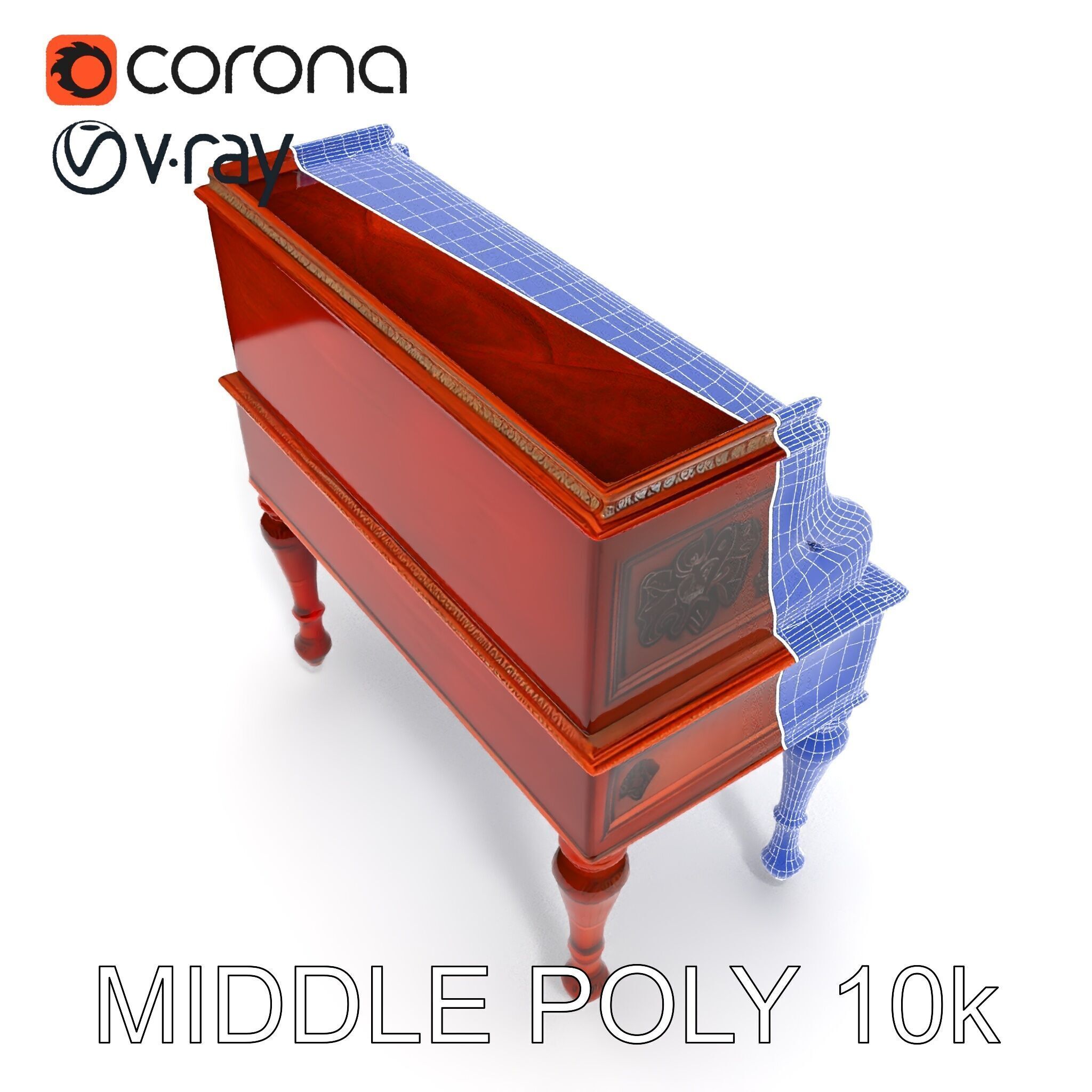 Antique RollTop Desk Model Pack Low-poly 3D model_25