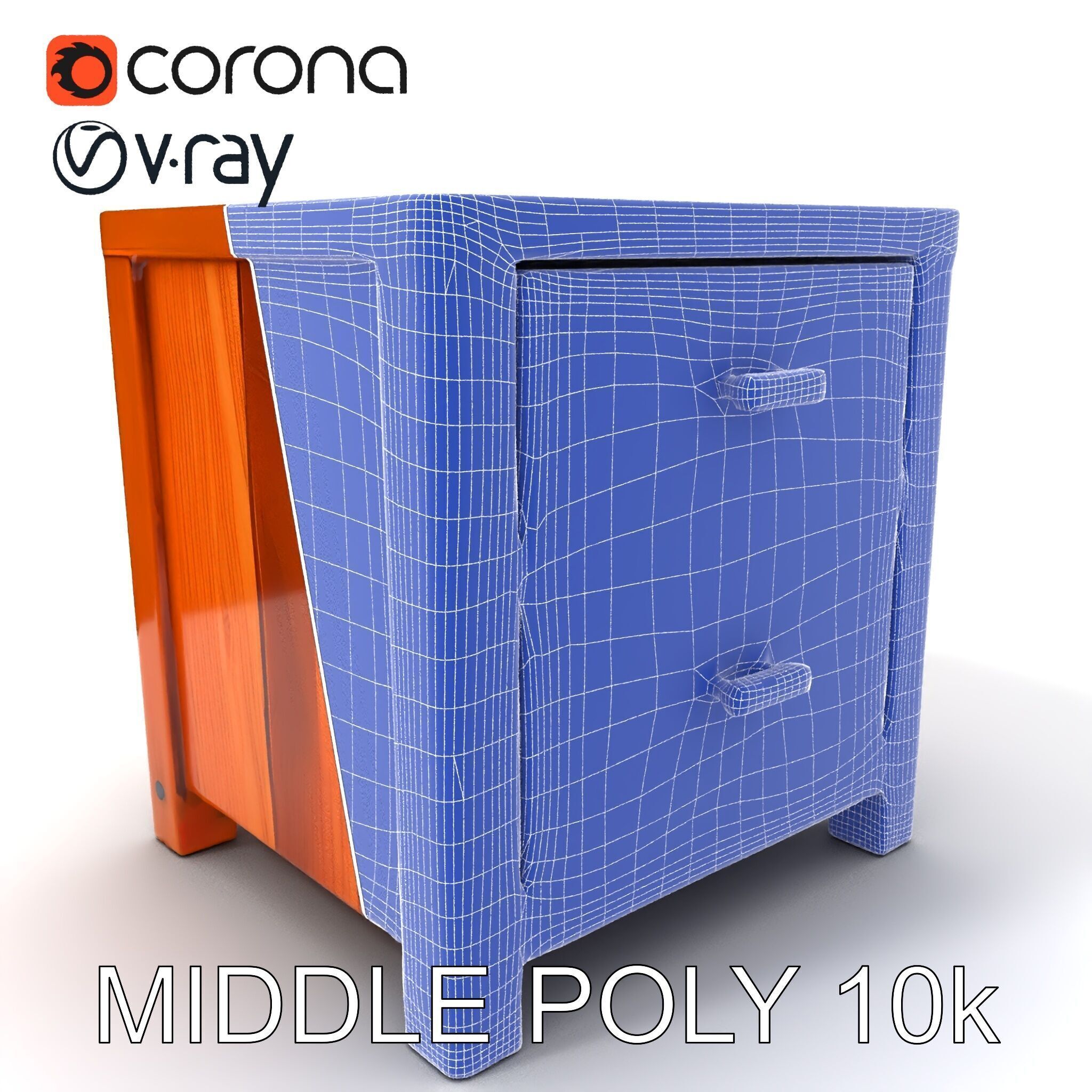 Wooden Nightstand Drawer Model Pack Low-poly 3D model_9