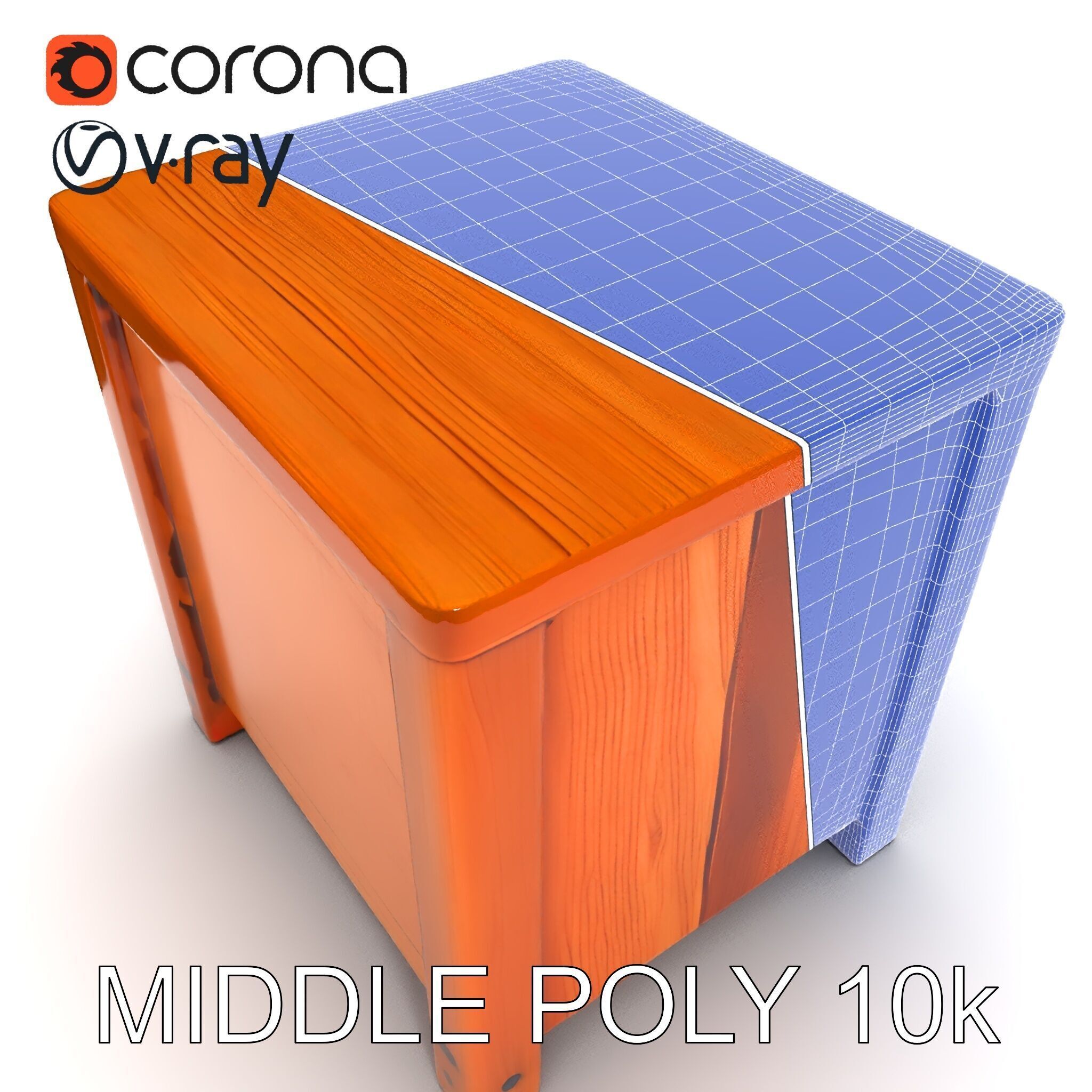 Wooden Nightstand Drawer Model Pack Low-poly 3D model_20