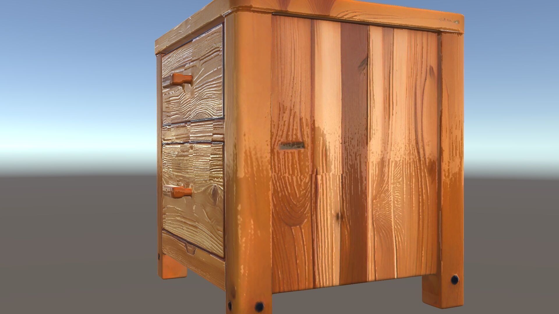 Wooden Nightstand Drawer Model Pack Low-poly 3D model_5