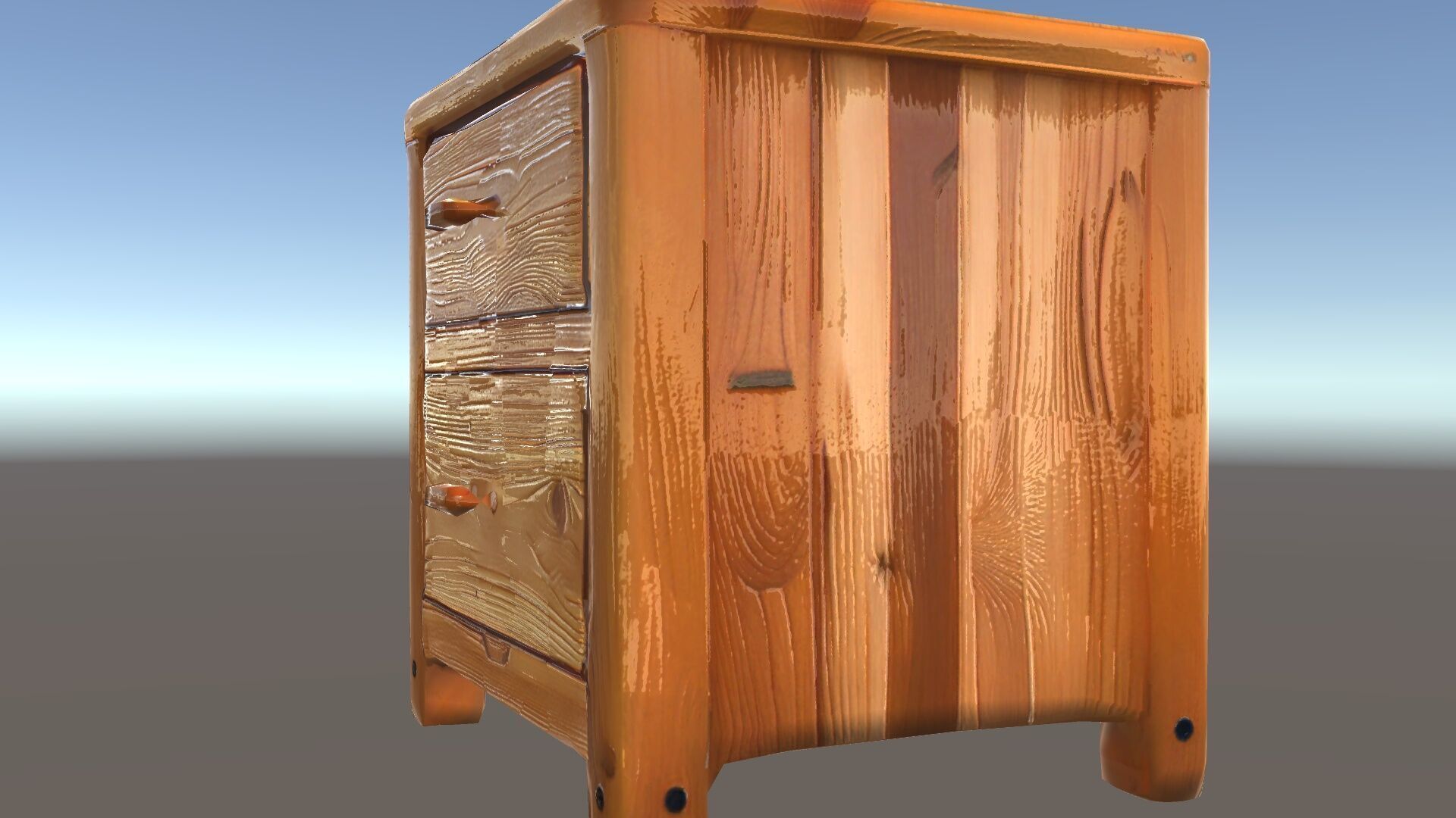 Wooden Nightstand Drawer Model Pack Low-poly 3D model_35