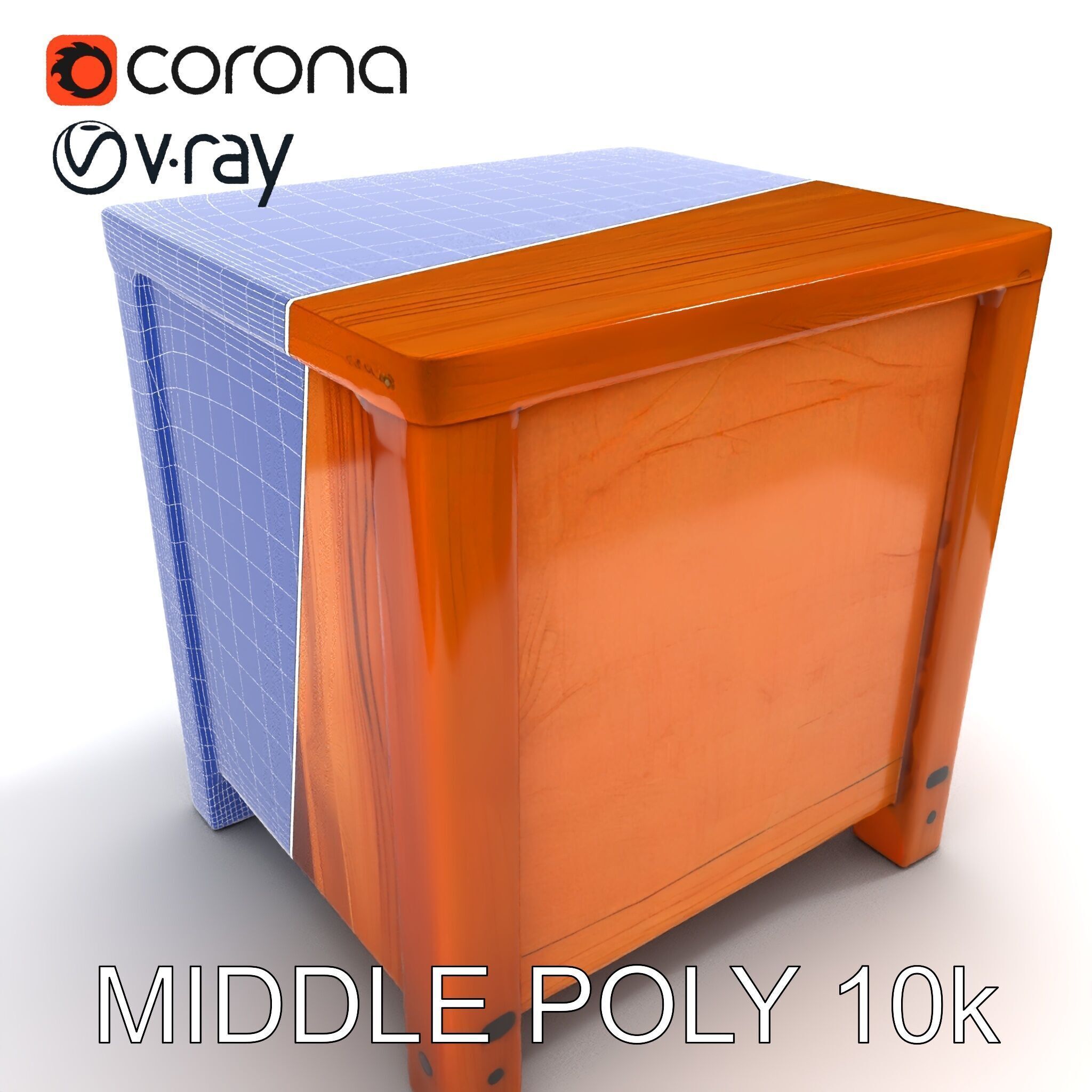 Wooden Nightstand Drawer Model Pack Low-poly 3D model_6