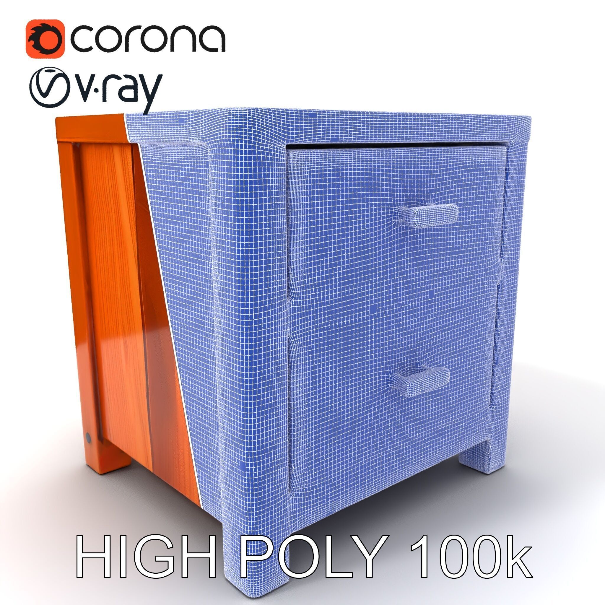 Wooden Nightstand Drawer Model Pack Low-poly 3D model_4