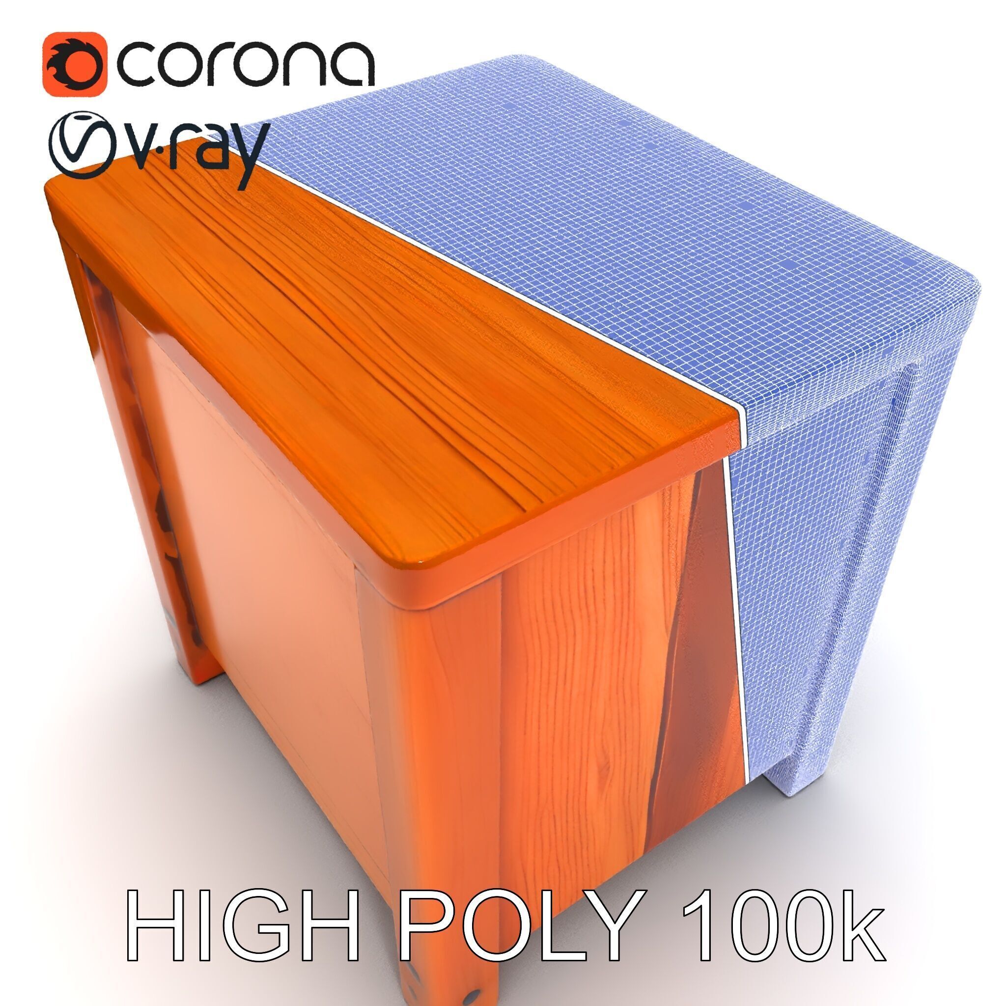 Wooden Nightstand Drawer Model Pack Low-poly 3D model_25