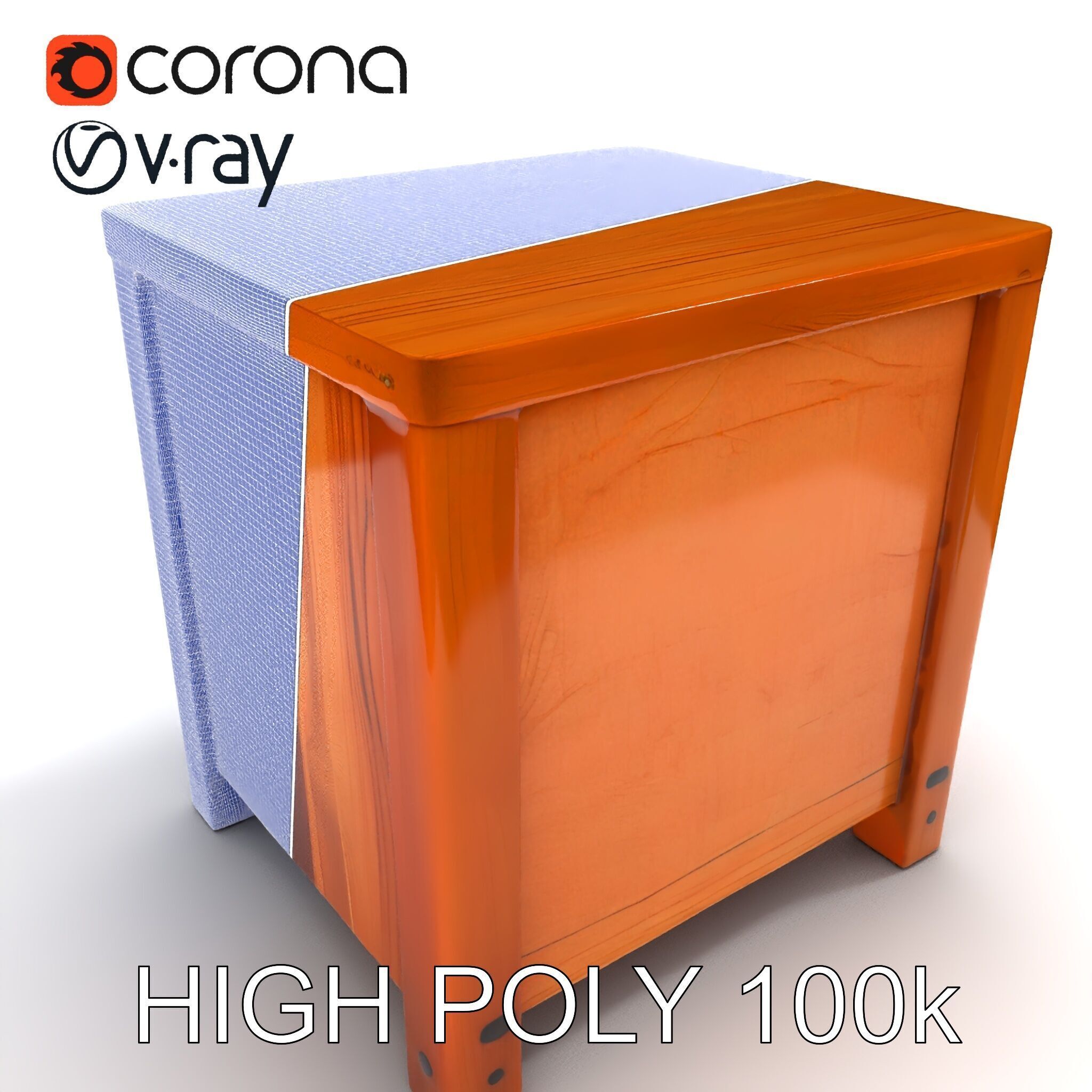 Wooden Nightstand Drawer Model Pack Low-poly 3D model_8
