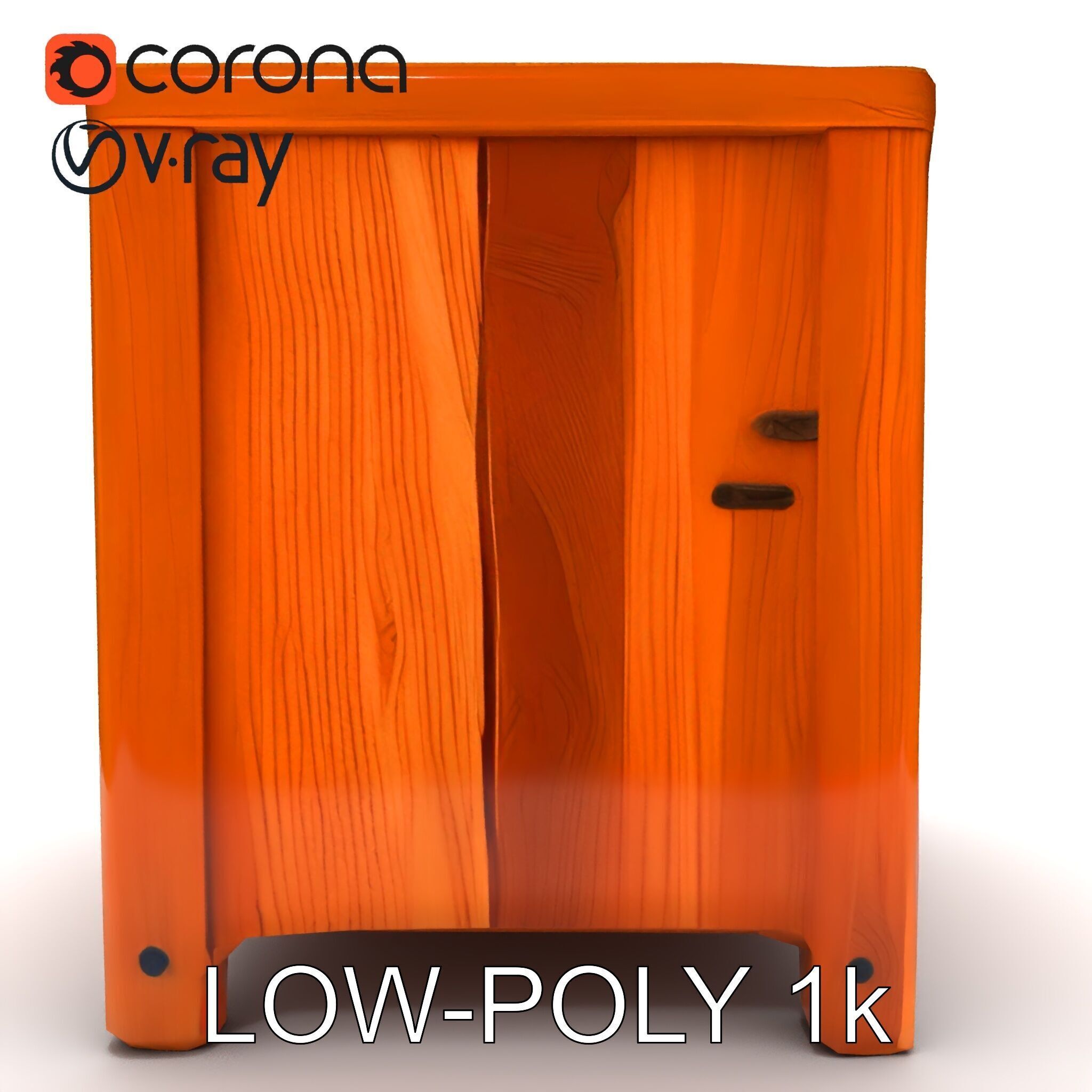 Wooden Nightstand Drawer Model Pack Low-poly 3D model_30