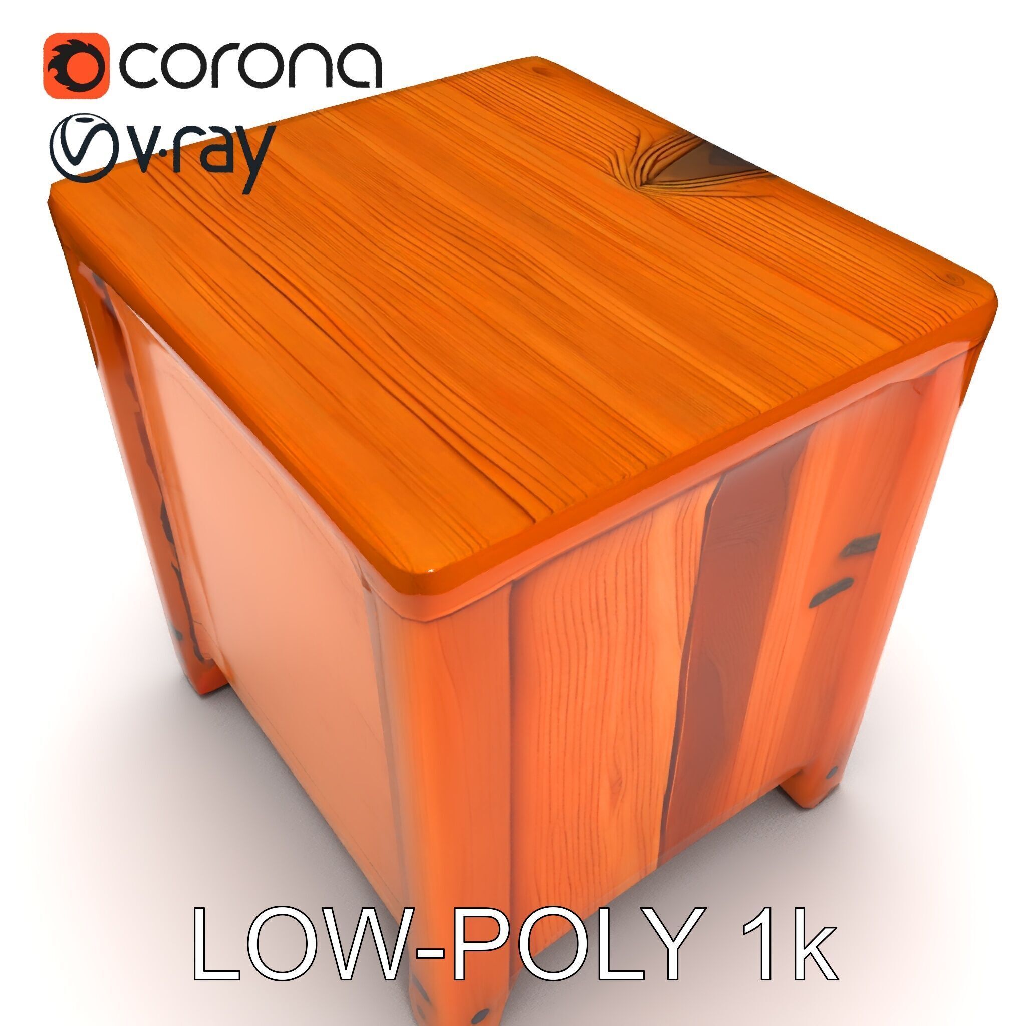 Wooden Nightstand Drawer Model Pack Low-poly 3D model_13